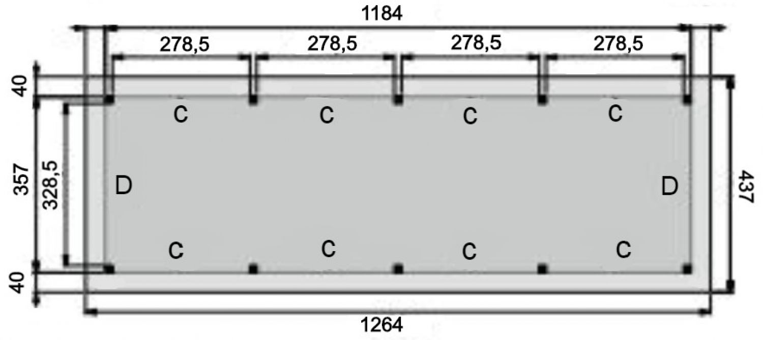 platttegrond prestige plat dak XL 1200x360