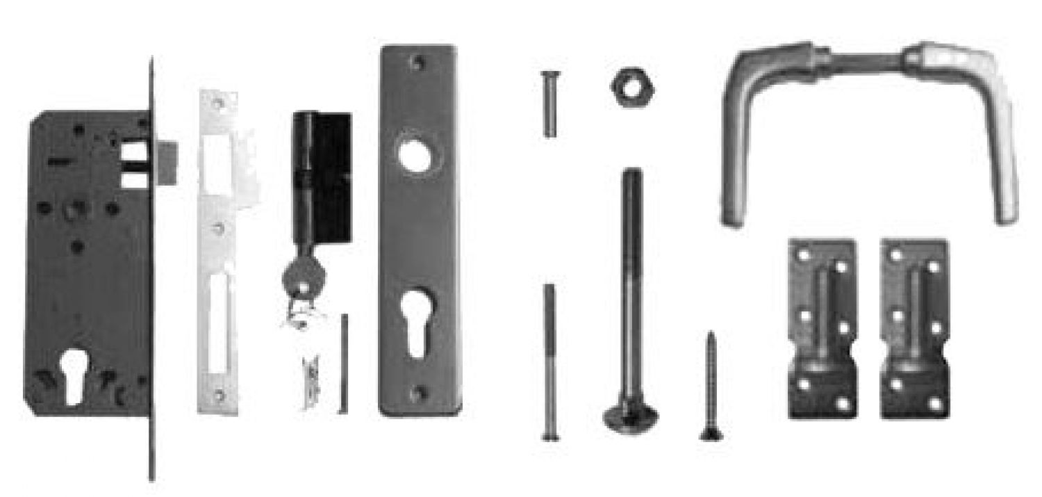 Aluminium klinkstel met cilinderslot t,b,v, poort op stalen frame inclusief duimen