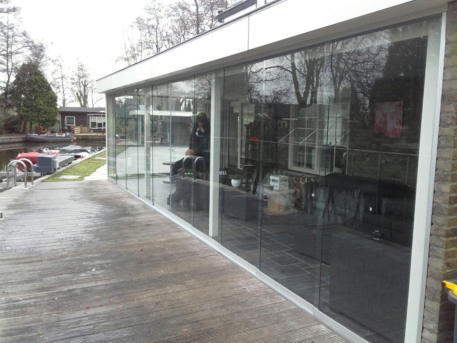 Glasschuifwand Profiline 5 spoor breedte 550 cm