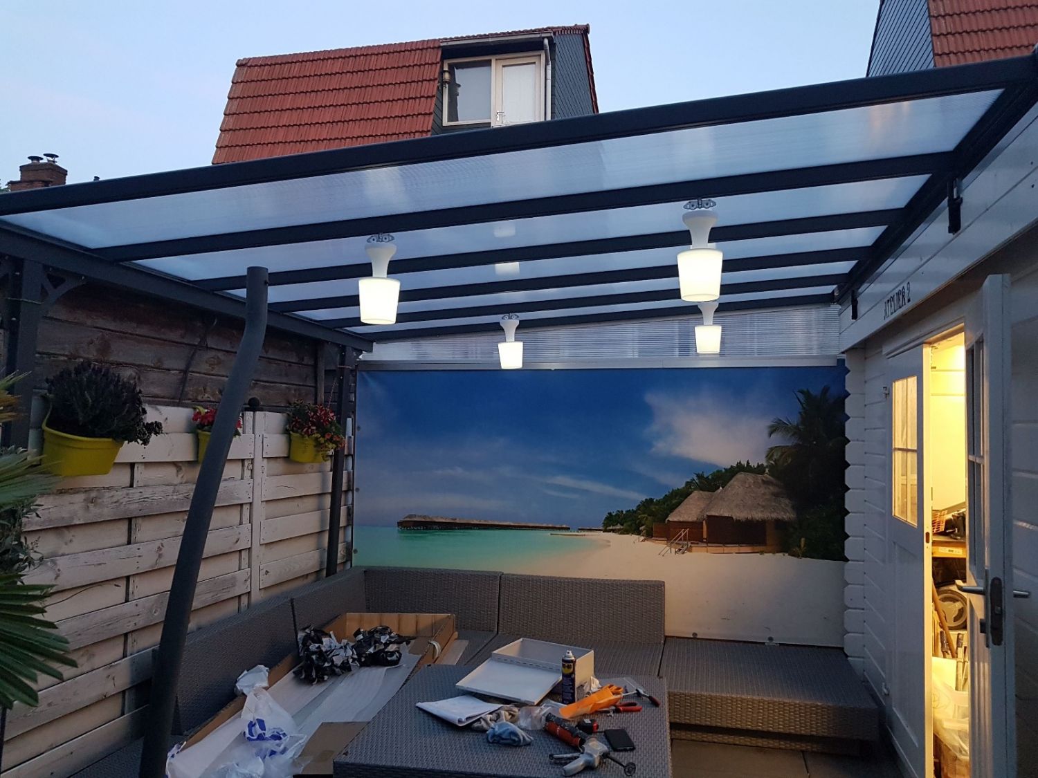 DHZ-veranda Livingdream 314x305 cm - antraciet - polycarbonaat dak