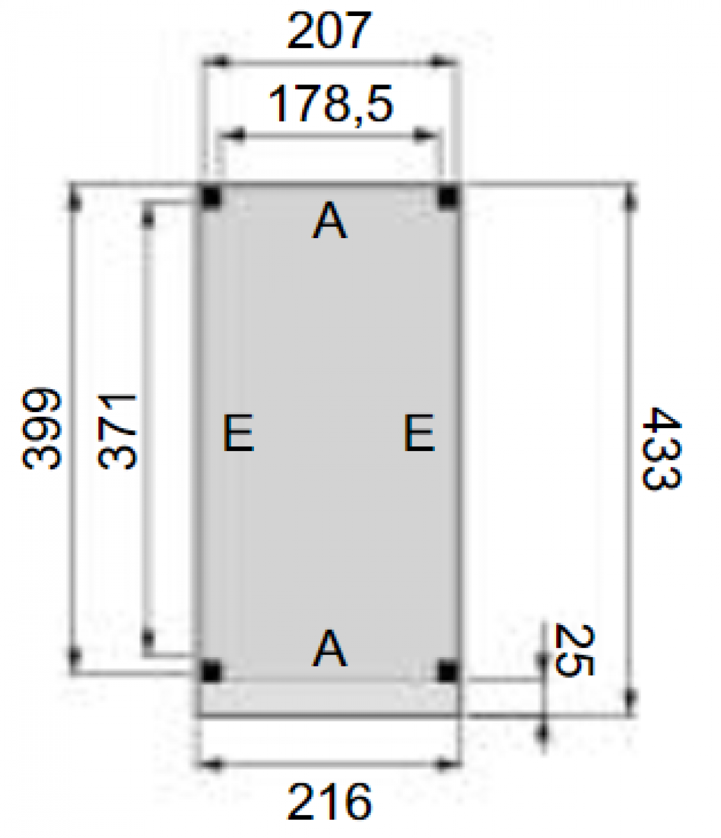 Plattegrond overkapping Premium L 210x400 cm 