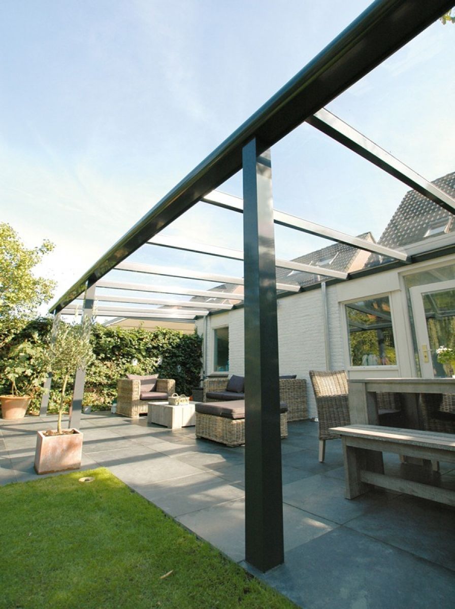 Terrasoverkapping Profiline met glas 500x300 cm