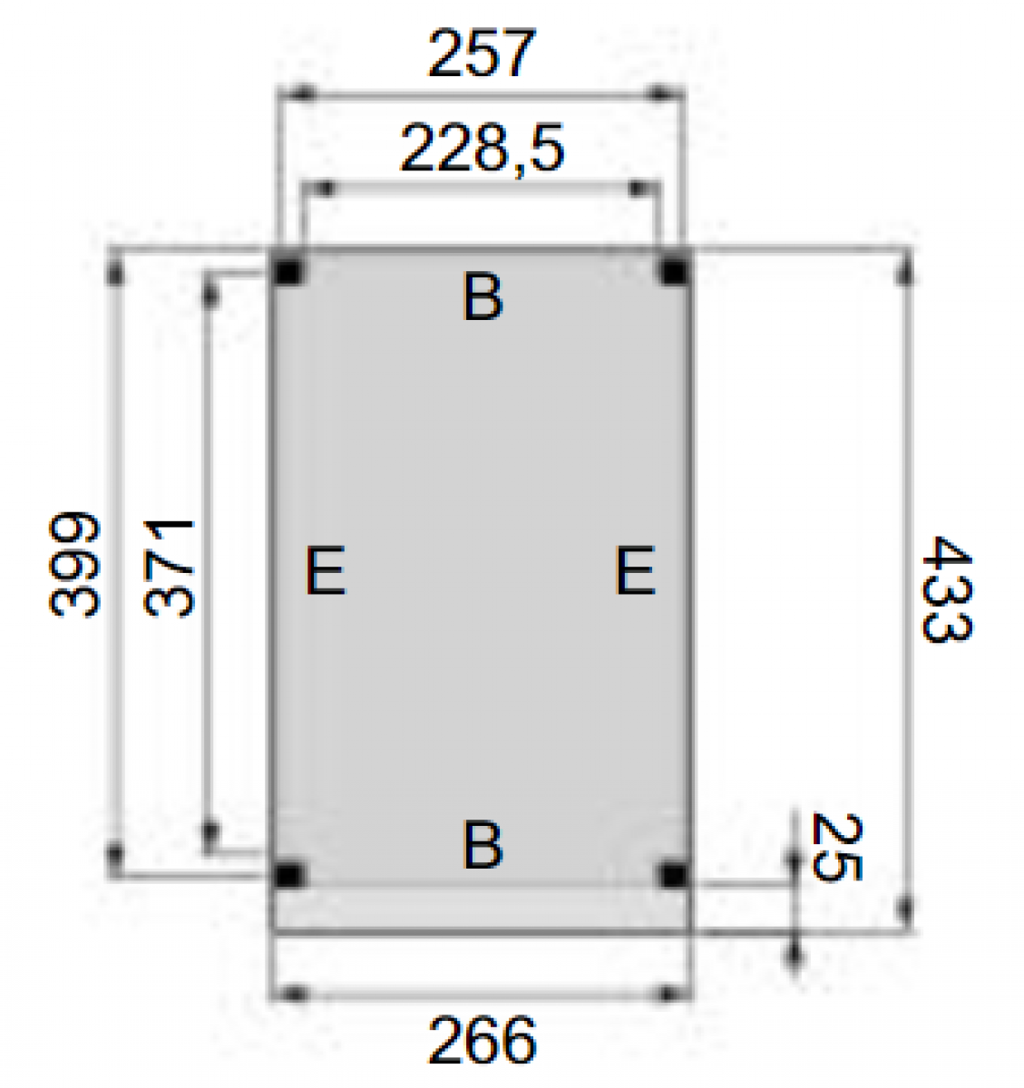 Plattegrond overkapping Premium L 210x400 cm 