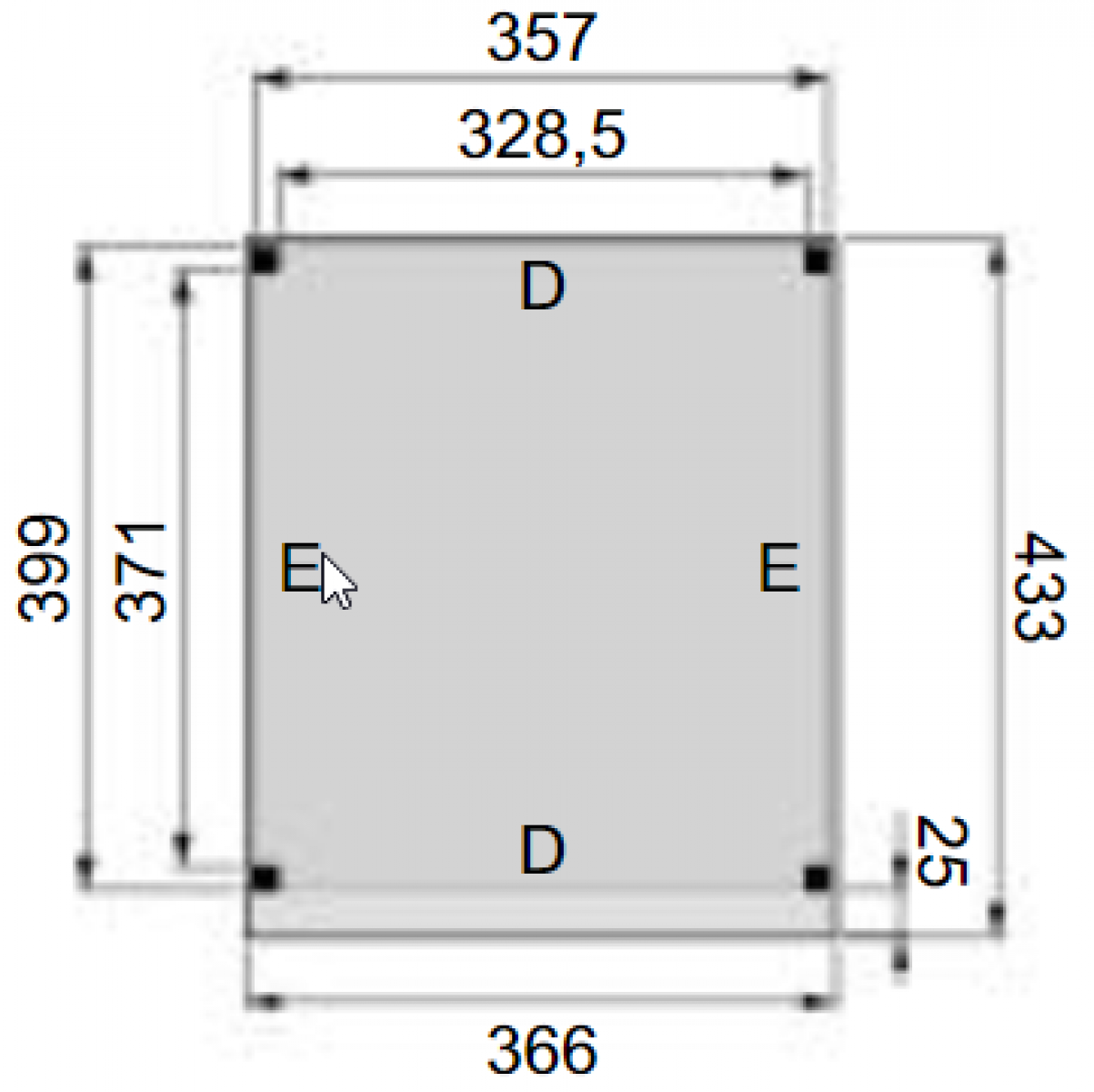 Plattegrond overkapping Premium L 360x400 cm 