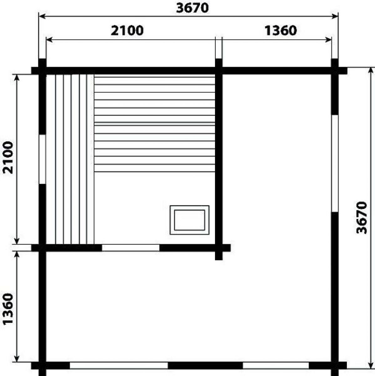 Buitensauna Plat Dak Interflex 3940 - 387x387 cm (70 mm)