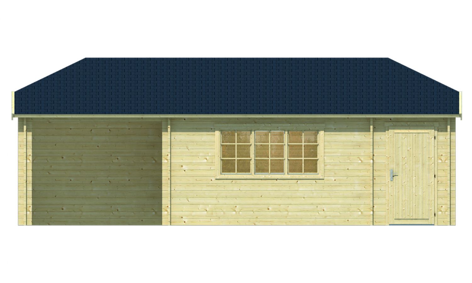 Blokhut Sibella 420x420 cm + luifel 280 cm + aanbouw 150 cm - geïmpregneerd