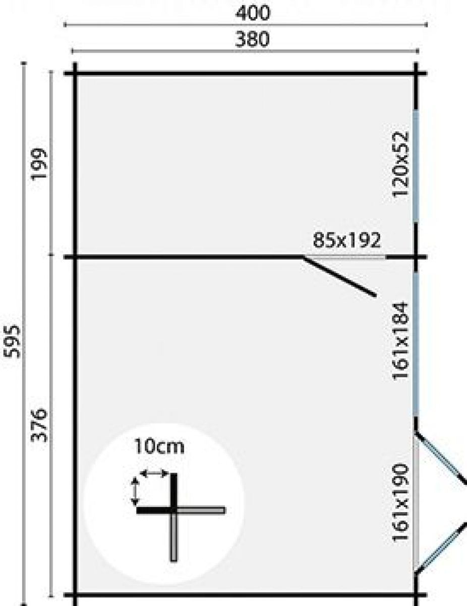 Blokhut Flow 595x400 cm plattegrond
