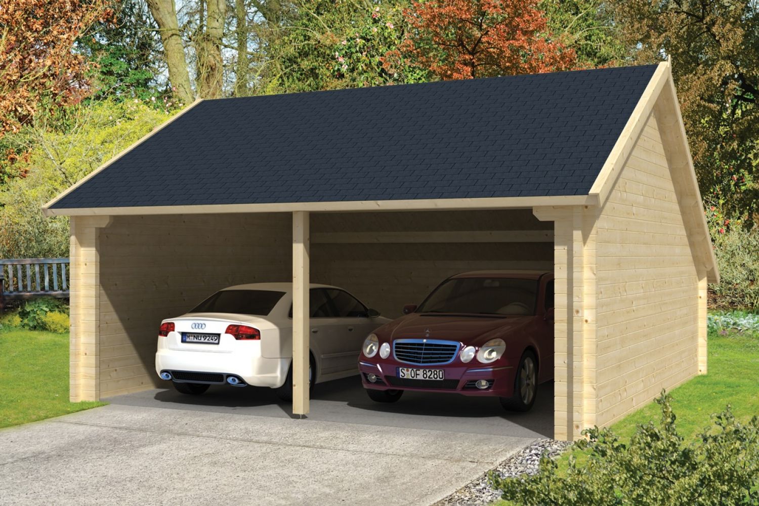 Garage/Kapschuur Nysse 600x600 cm zwart dak