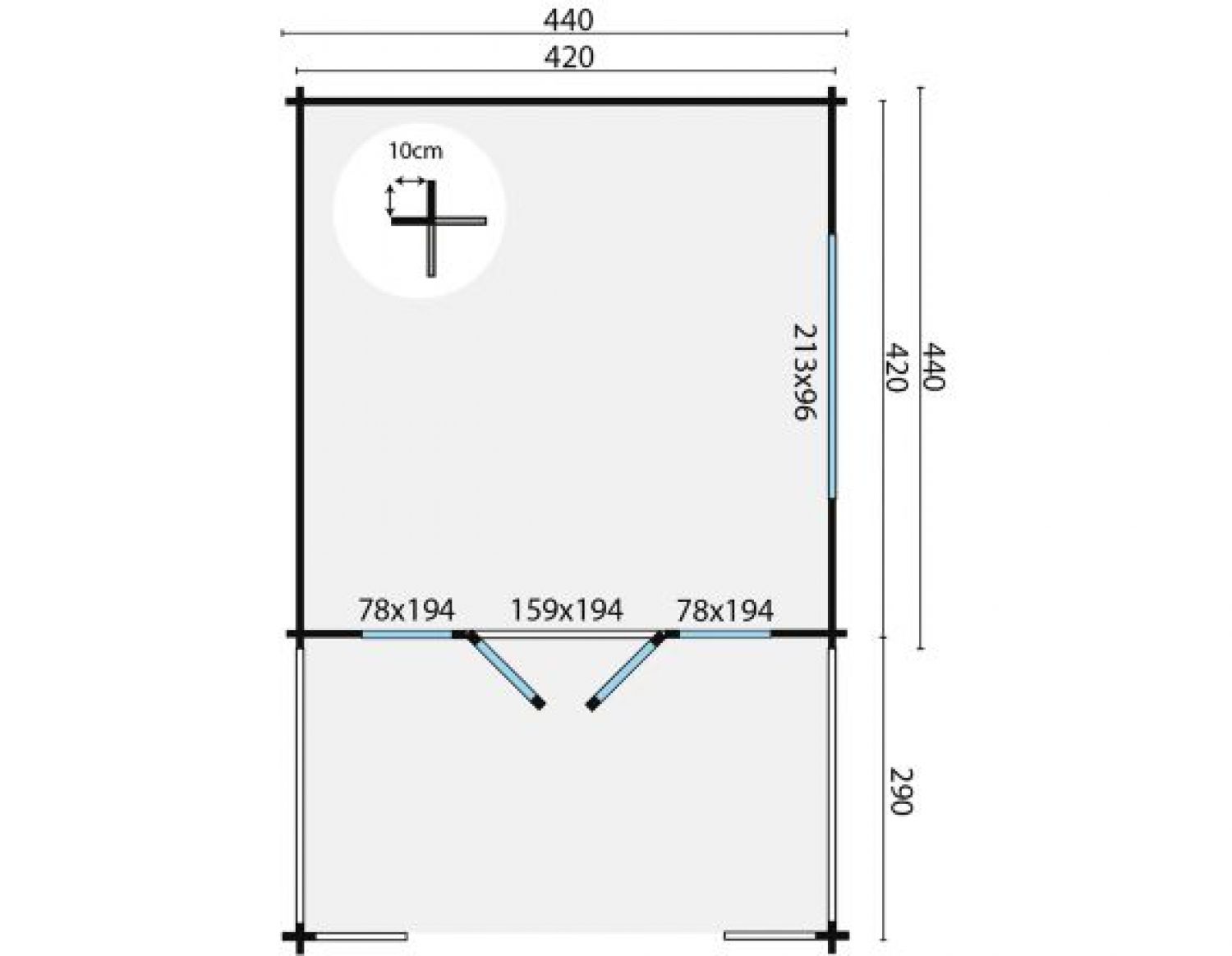 Blokhut Leeds plattegrond