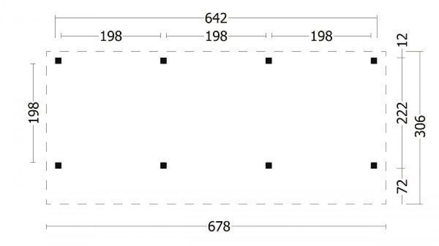 Lariks/Douglas Kapschuur Bergen L type 5 678x306 cm plattegrond