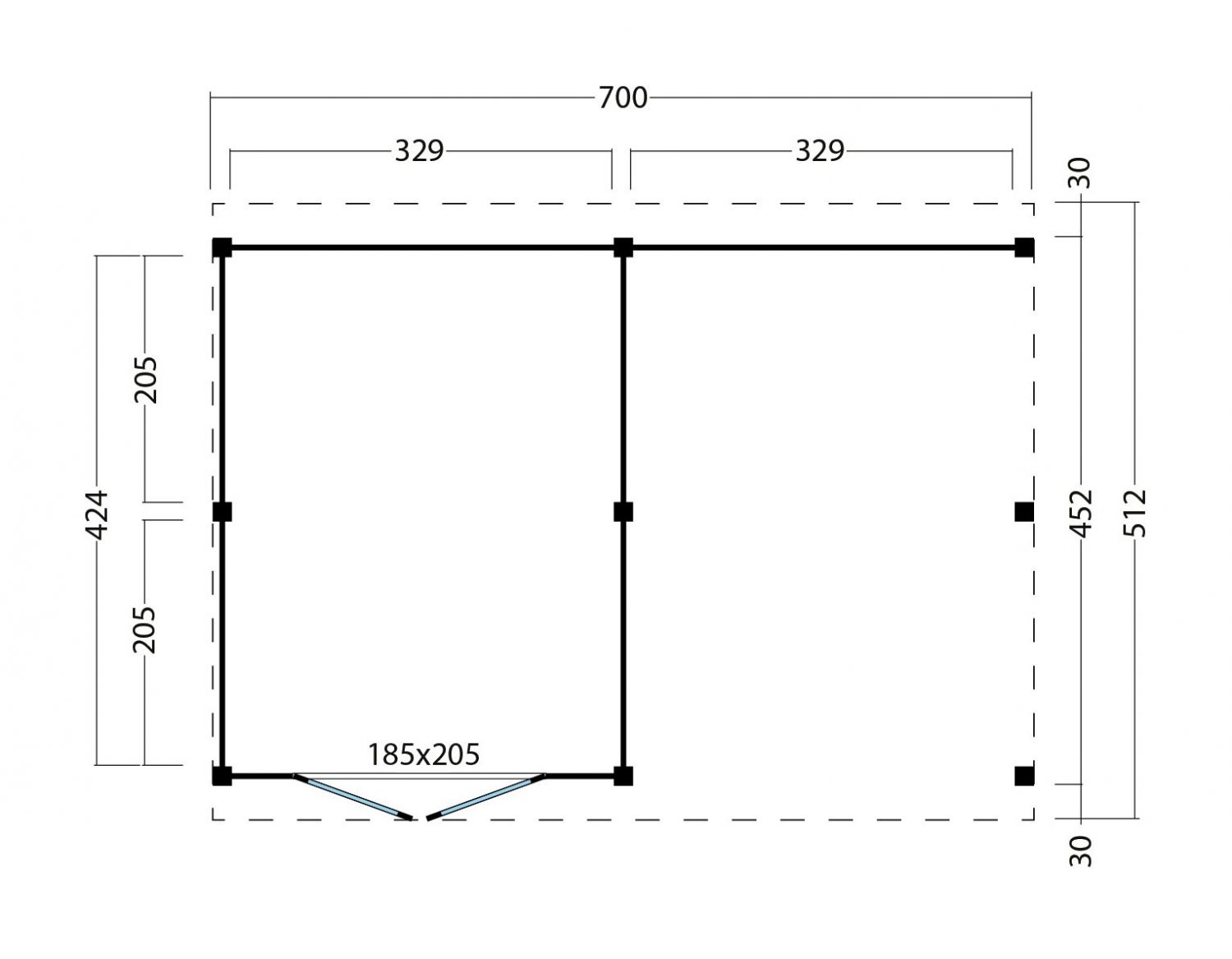 Kapschuur Billund XXL Type 3 Red Class Wood 700x512 cm - geïmpregneerd