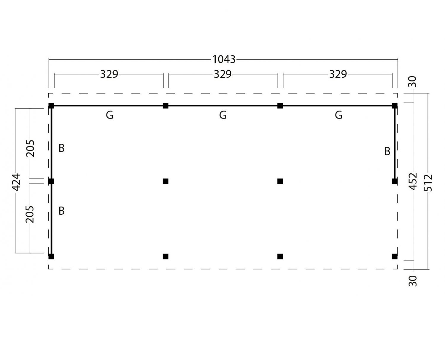 Kapschuur Billund XXL Type 6 Red Class Wood 1043x512 cm - geïmpregneerd