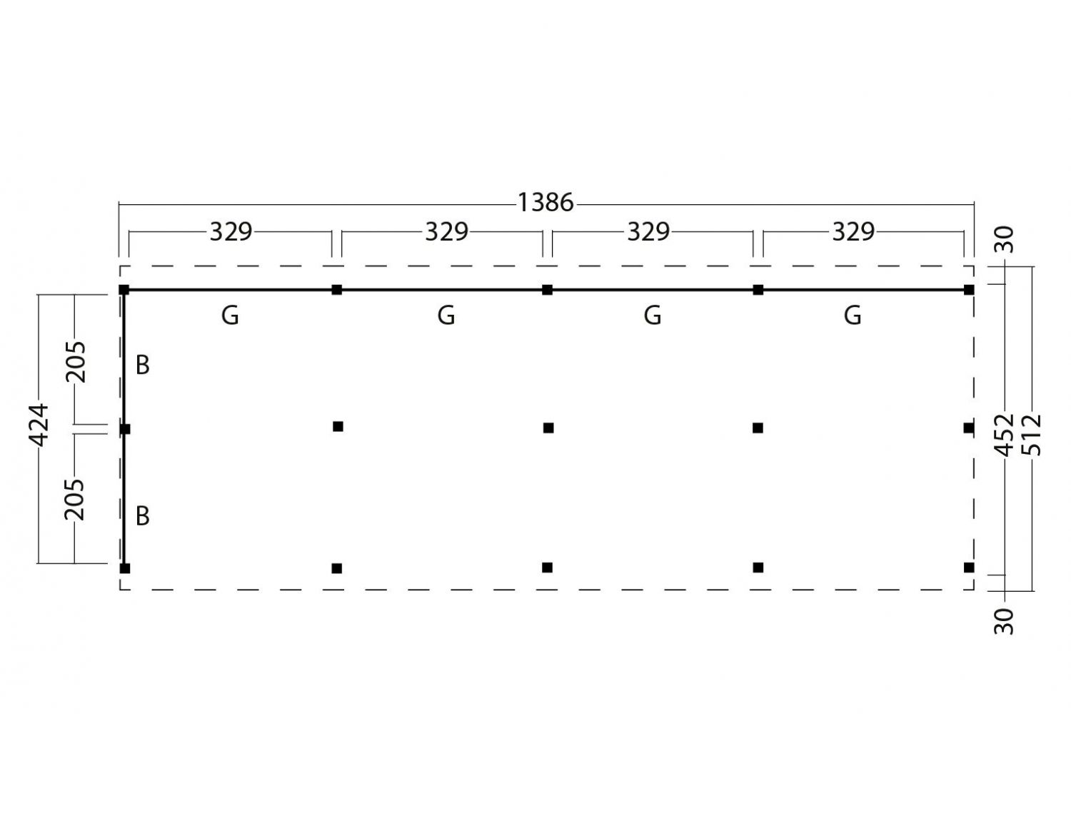 Kapschuur Billund XXL Type 10 Red Class Wood 1386x512 cm - geïmpregneerd