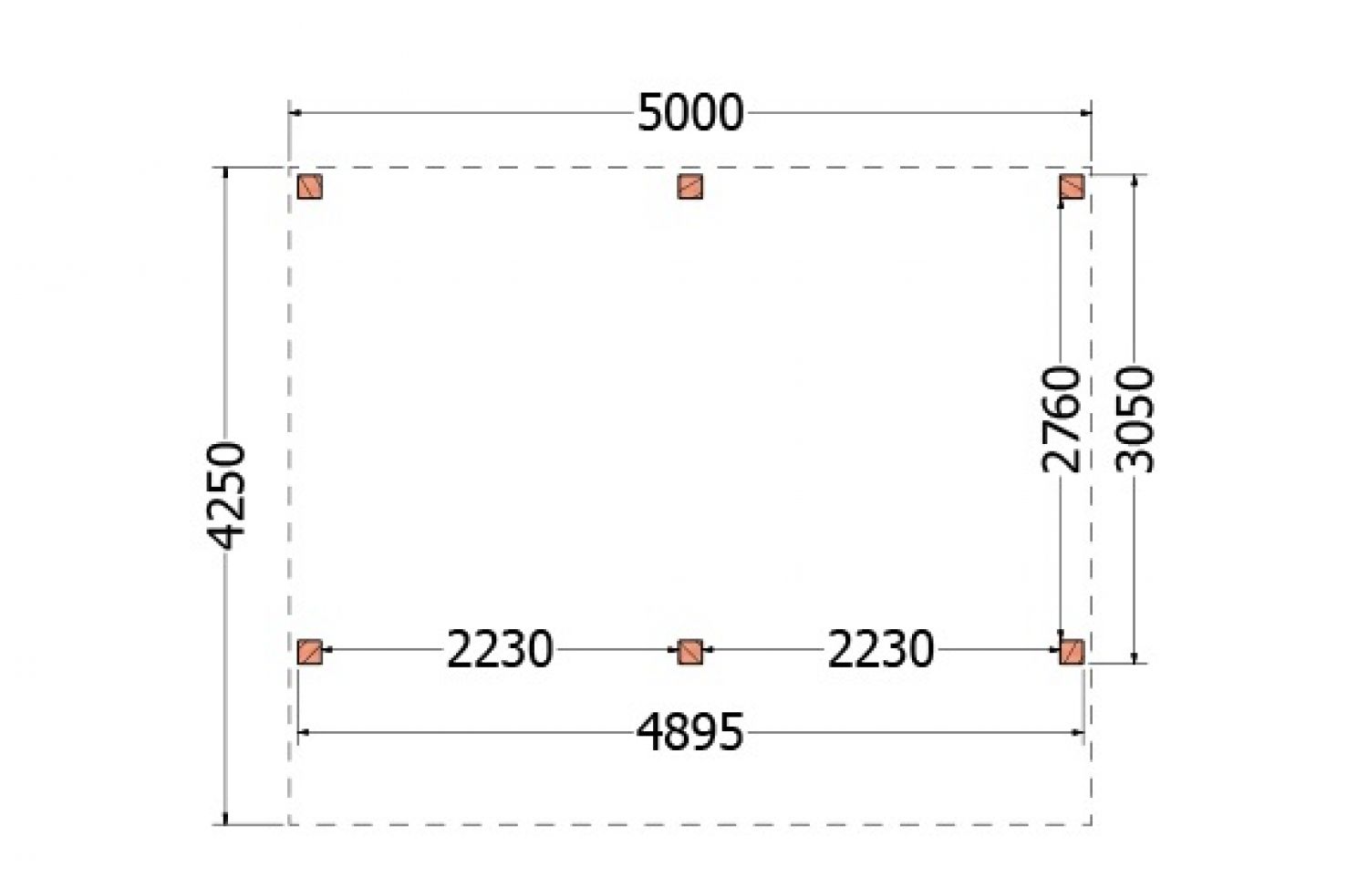 Trendhout kapschuur de Heerd 500x425 cm - plattegrond