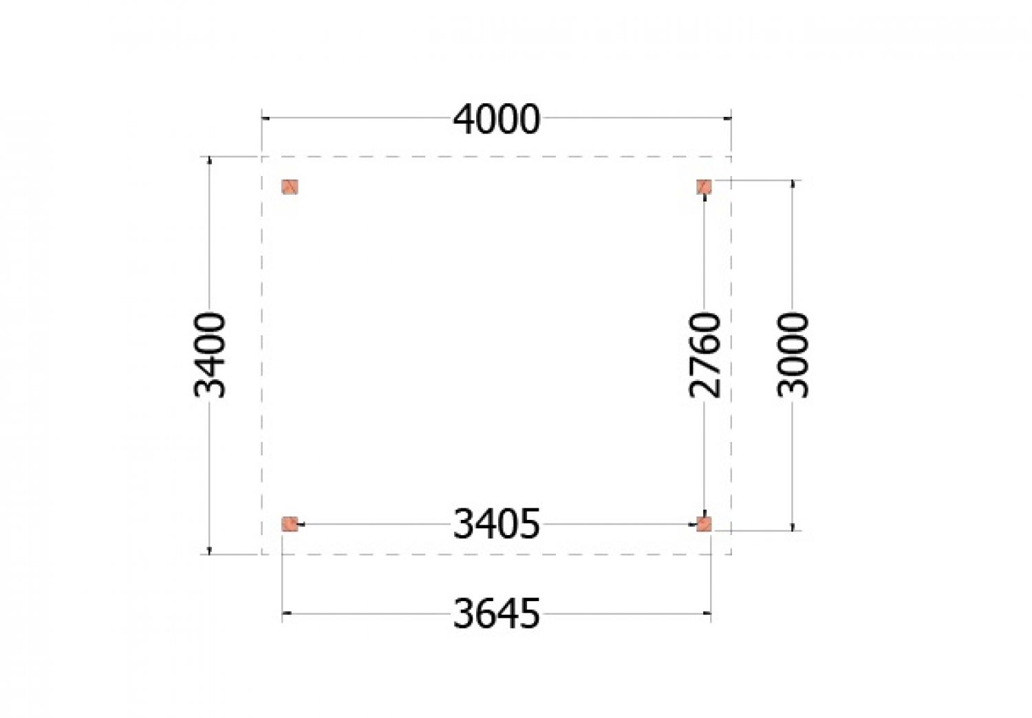 Trendhout kapschuur de Deel 400x340 cm - plattegrond