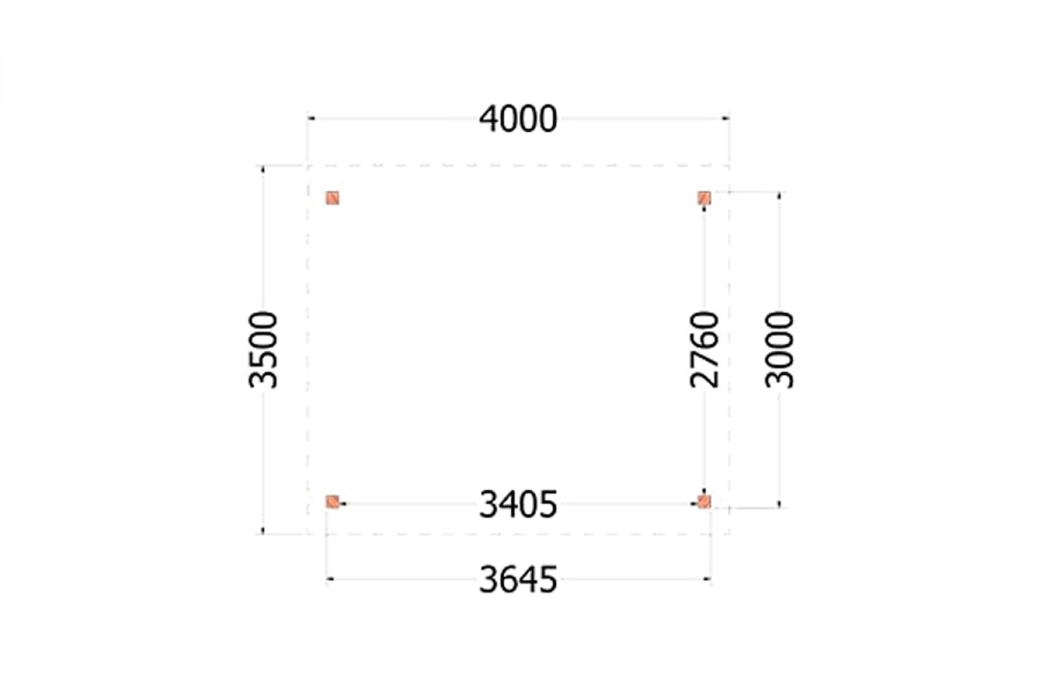 Overkapping Zadeldak Betula 400x350 cm