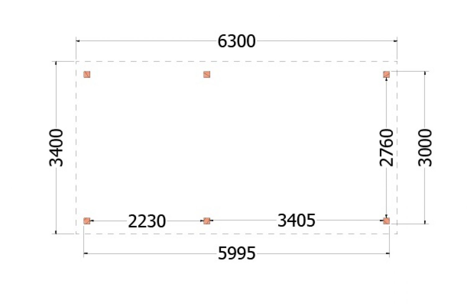 Trendhout kapschuur de Deel 630x340 cm - plattegrond