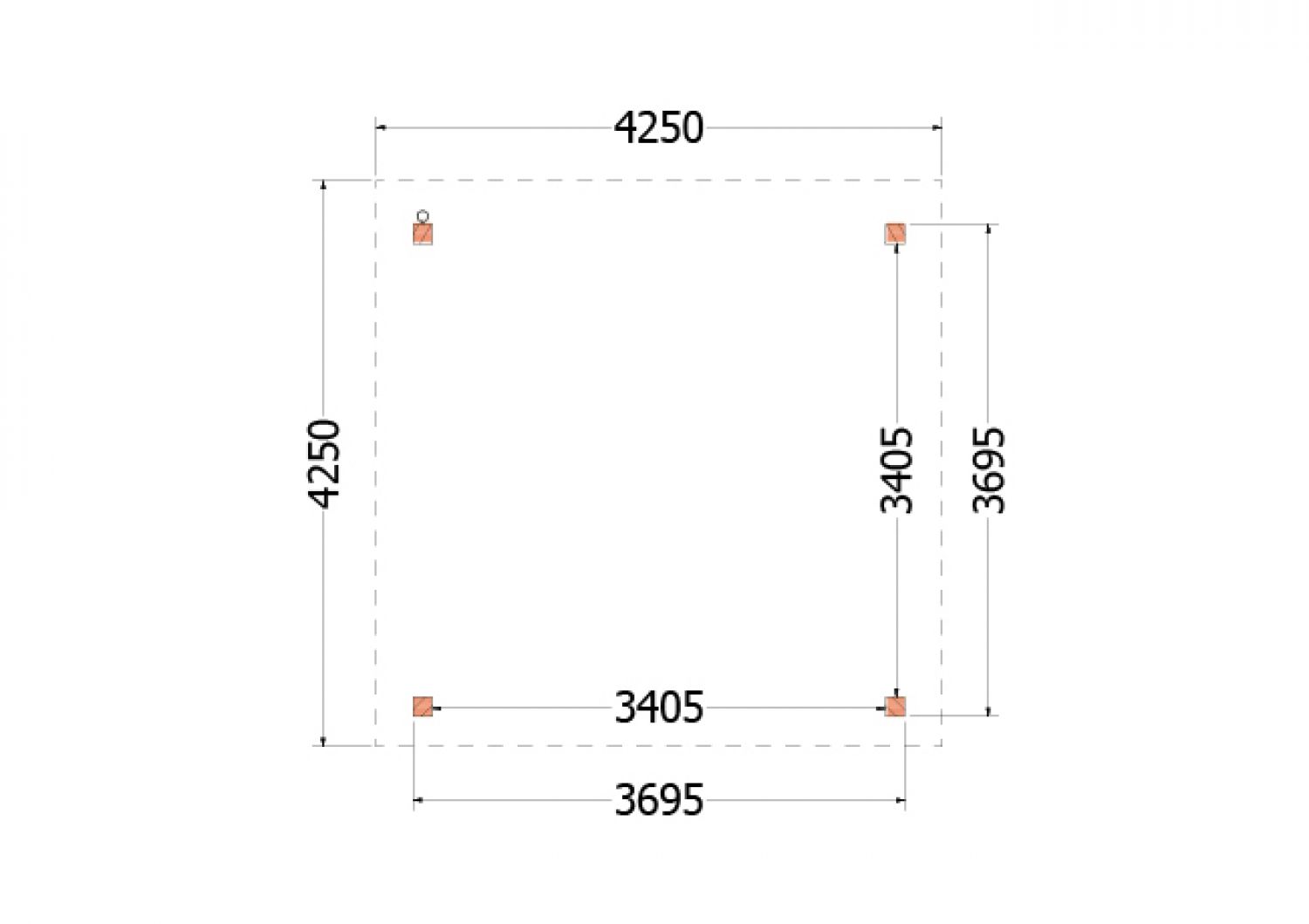 Buitenverblijf Florence 425x360 cm - Plat dak- plattegrond