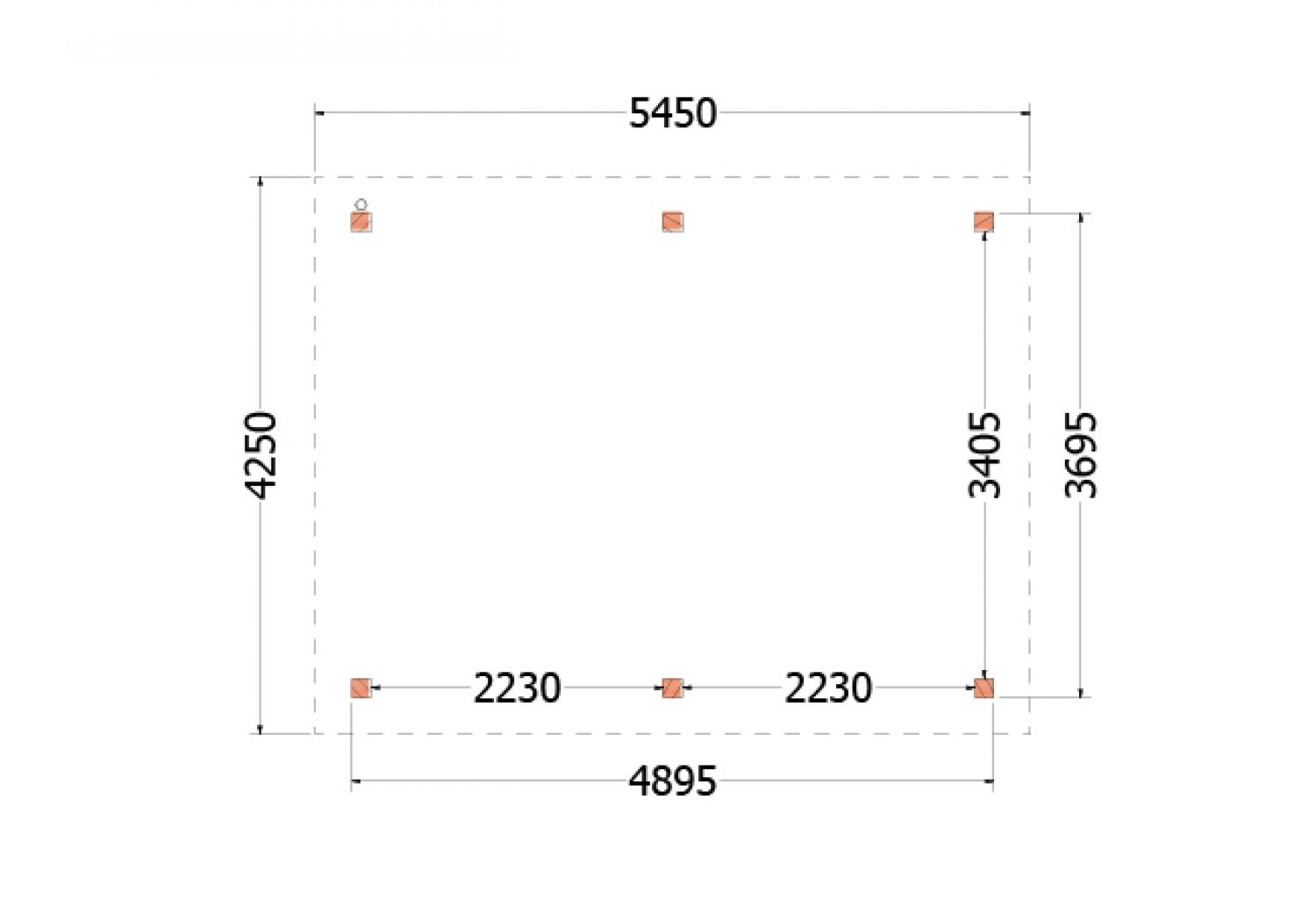 Buitenverblijf Florence 545x425 cm - Plat dak - plattegrond