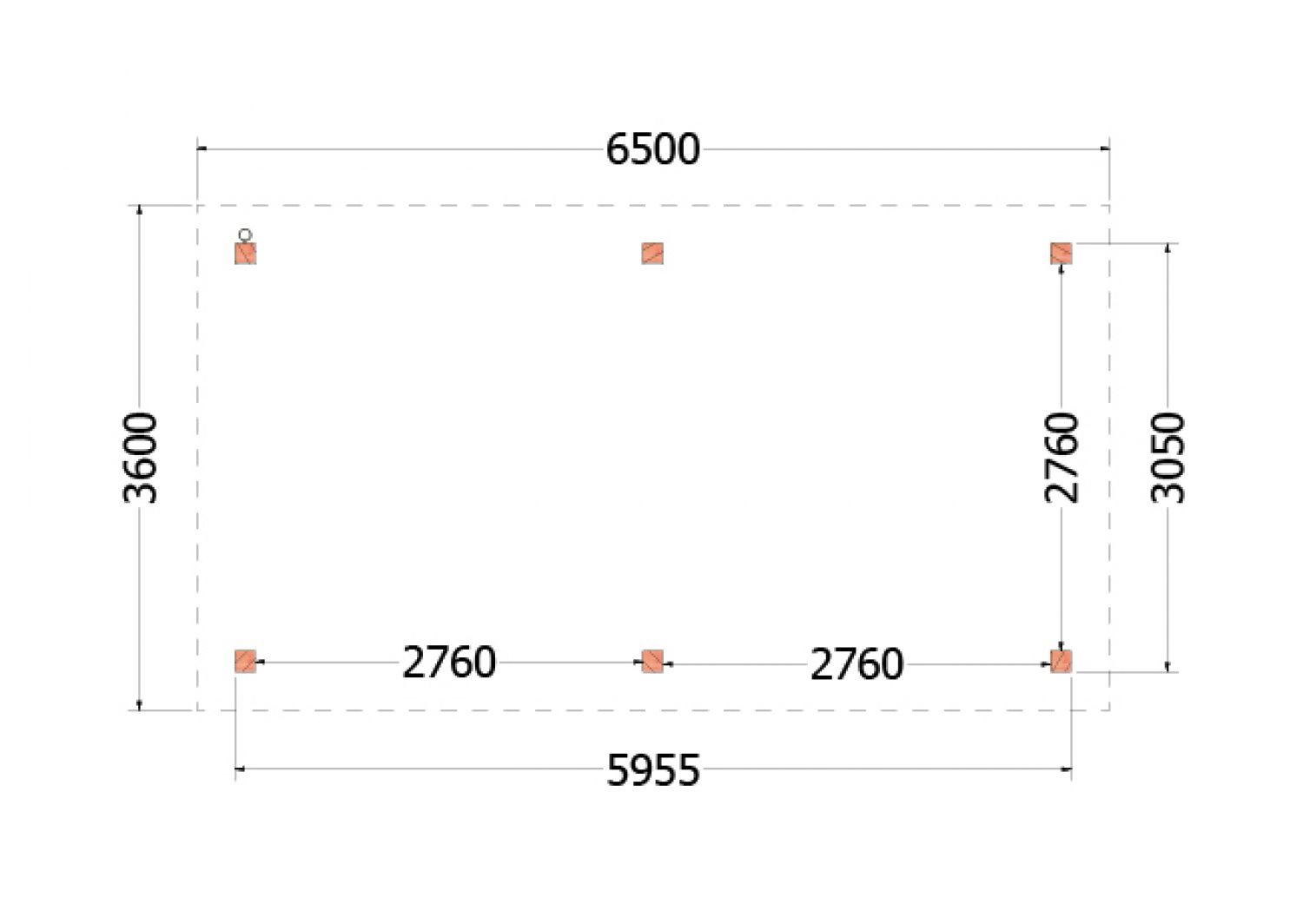 Buitenverblijf Florence 650x360 cm - Plat dak - plattegrond