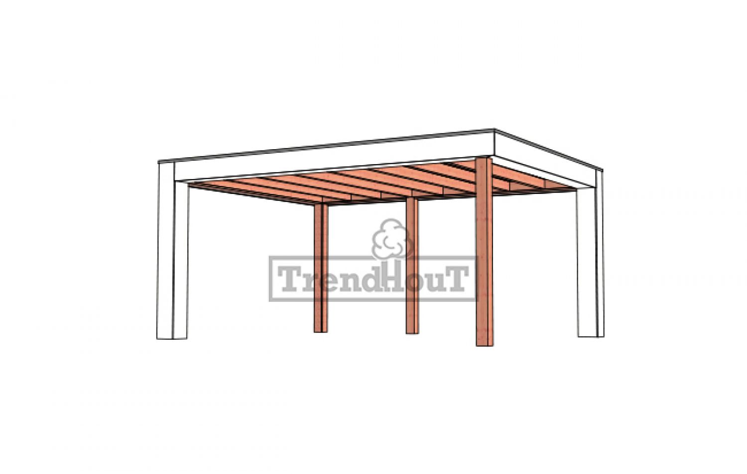 Buitenverblijf Verona 510x400 cm - Plat dak model links