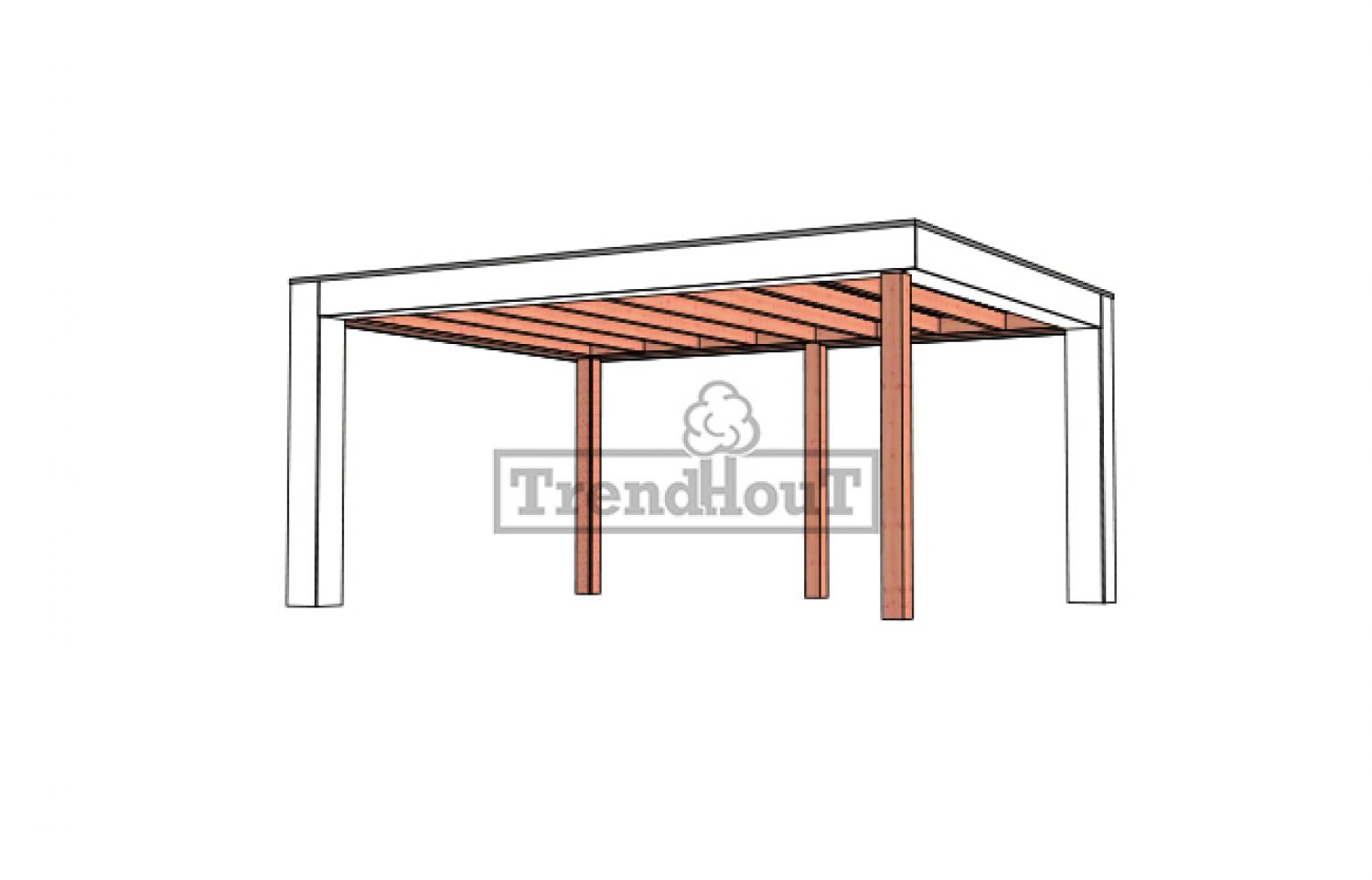 Buitenverblijf Verona 520x400 cm - Plat dak model links