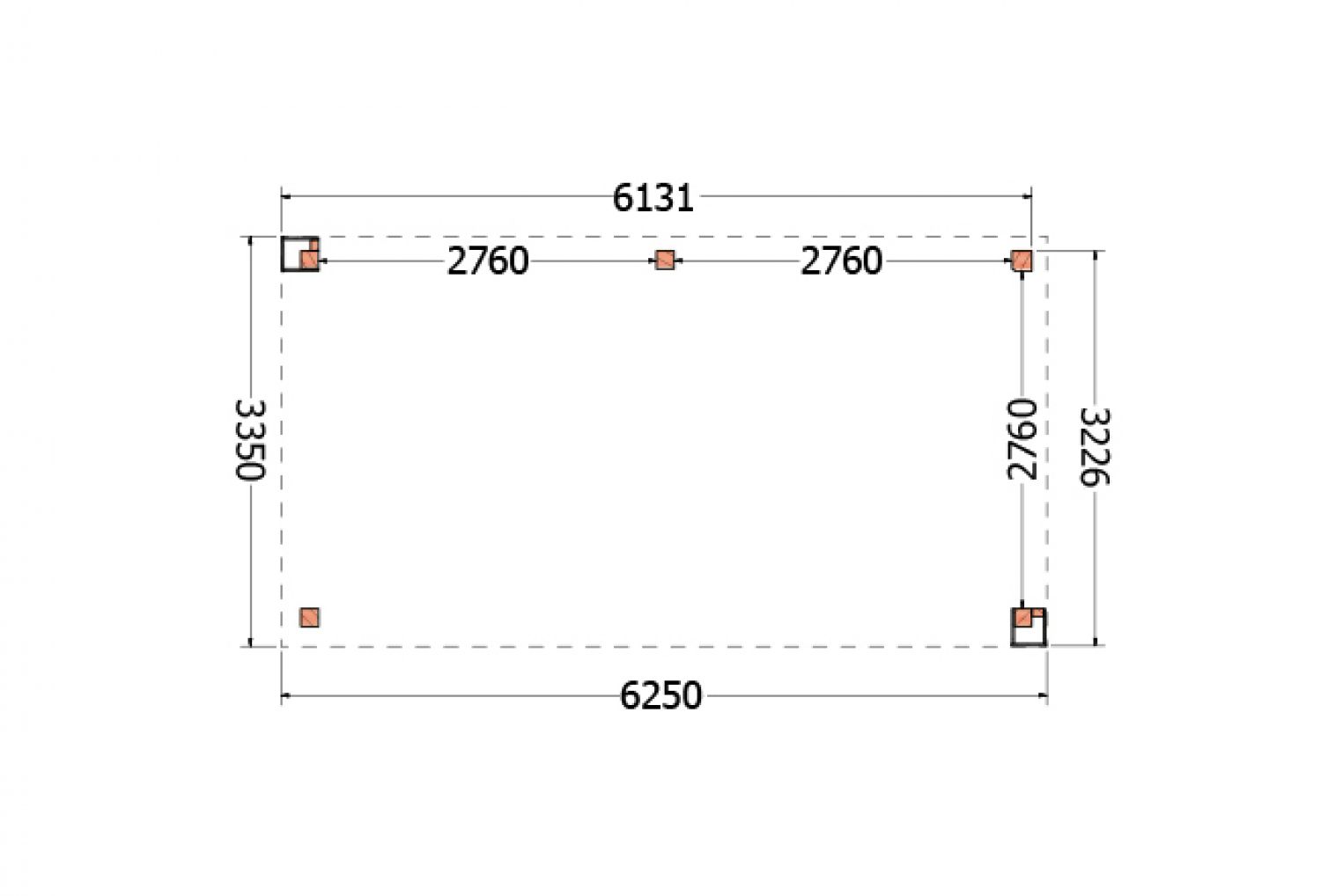 Buitenverblijf Verona 625x335 cm - Plat dak model rechts