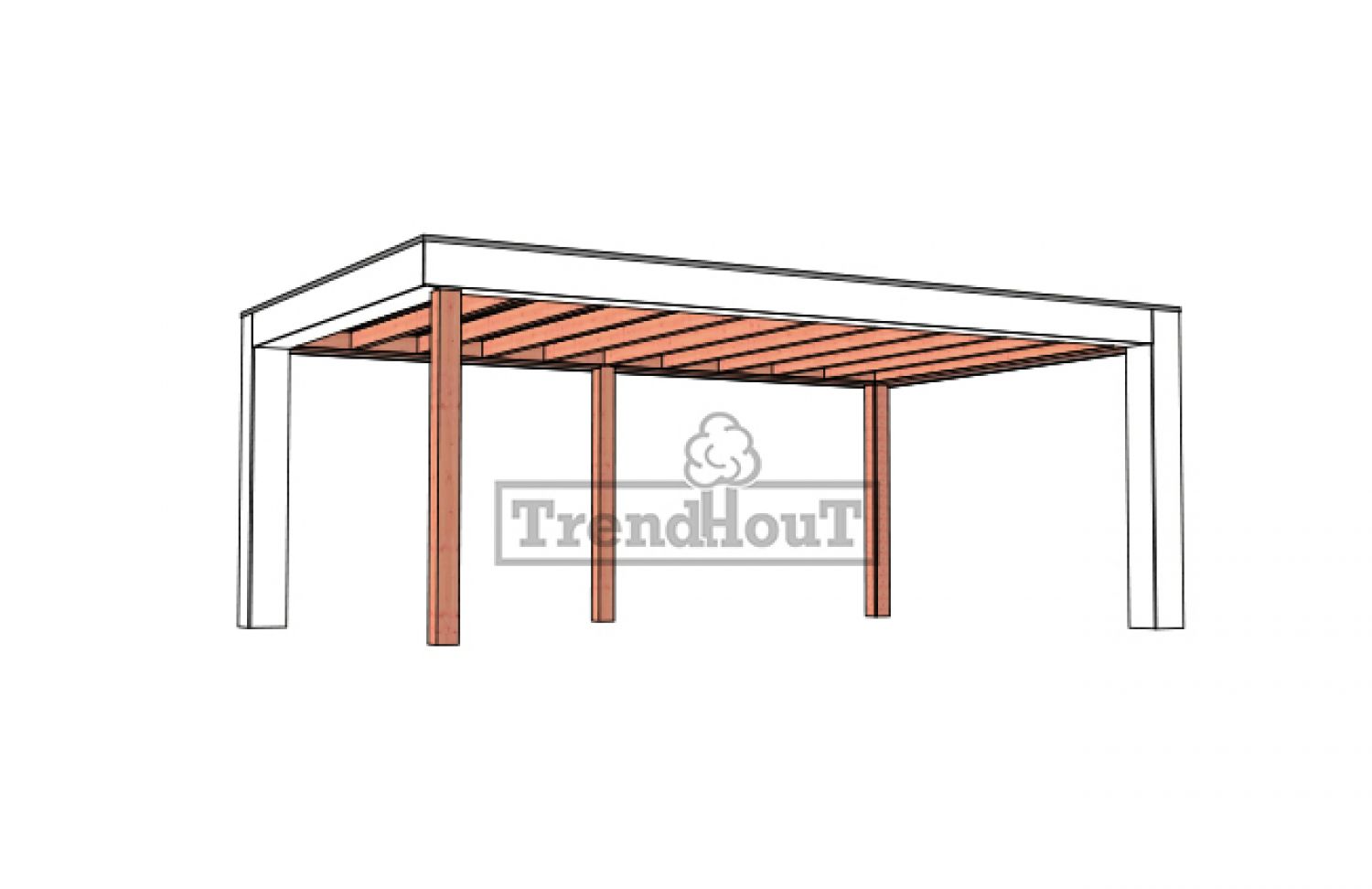 Buitenverblijf Verona 625x400 cm - Plat dak model rechts