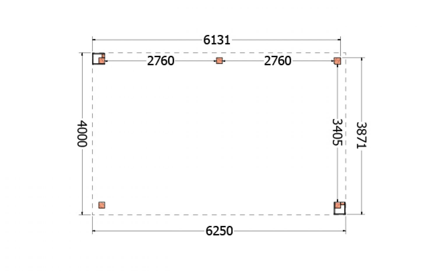 Buitenverblijf Verona 625x400 cm - Plat dak model rechts