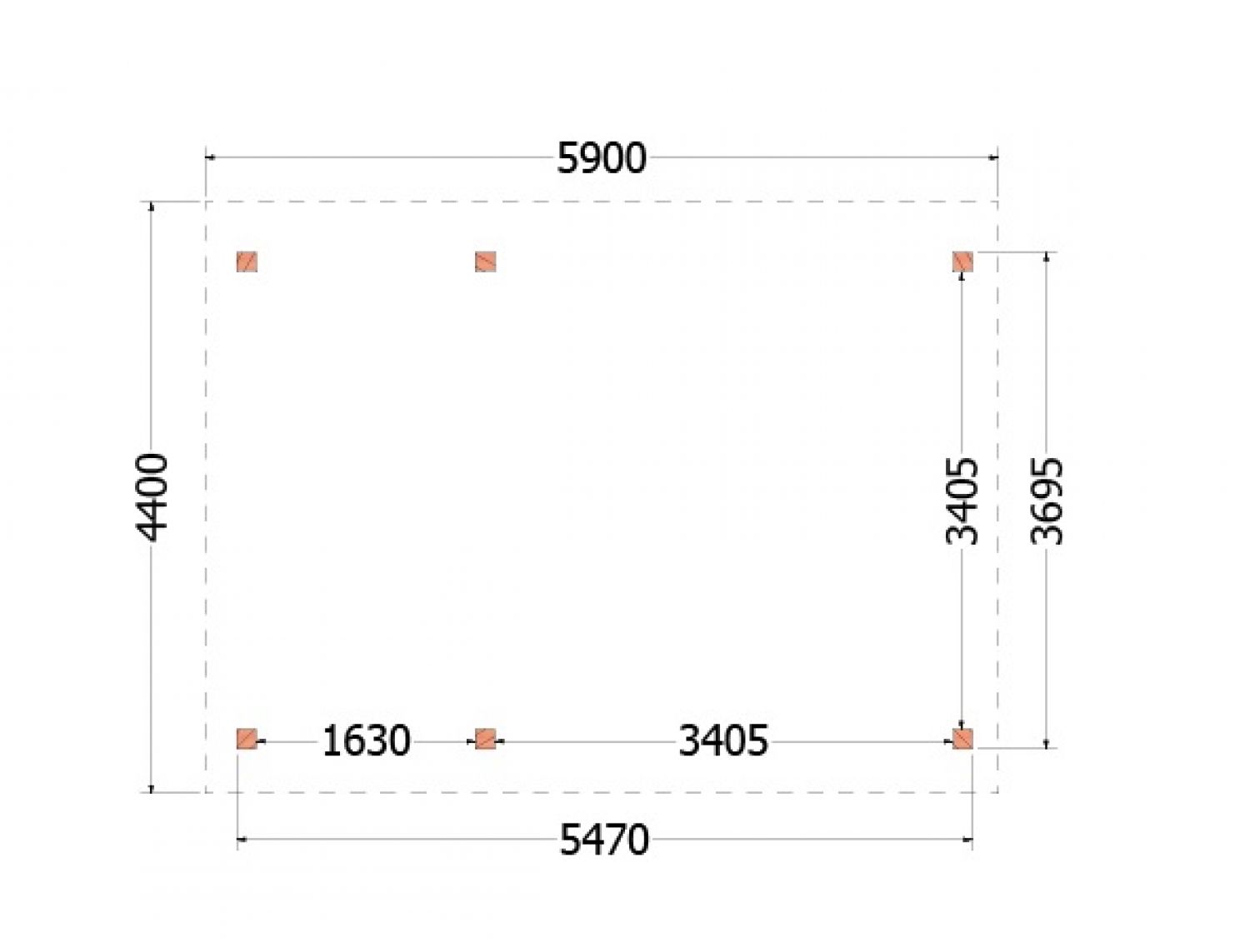 Trendhout buitenverblijf zadeldak XL 590x440 - plattegrond