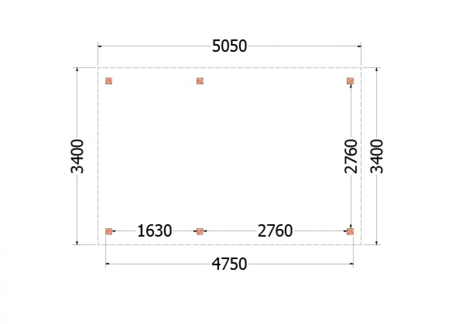 Trendhout kapschuur de Deel 505x340 cm - plattegrond