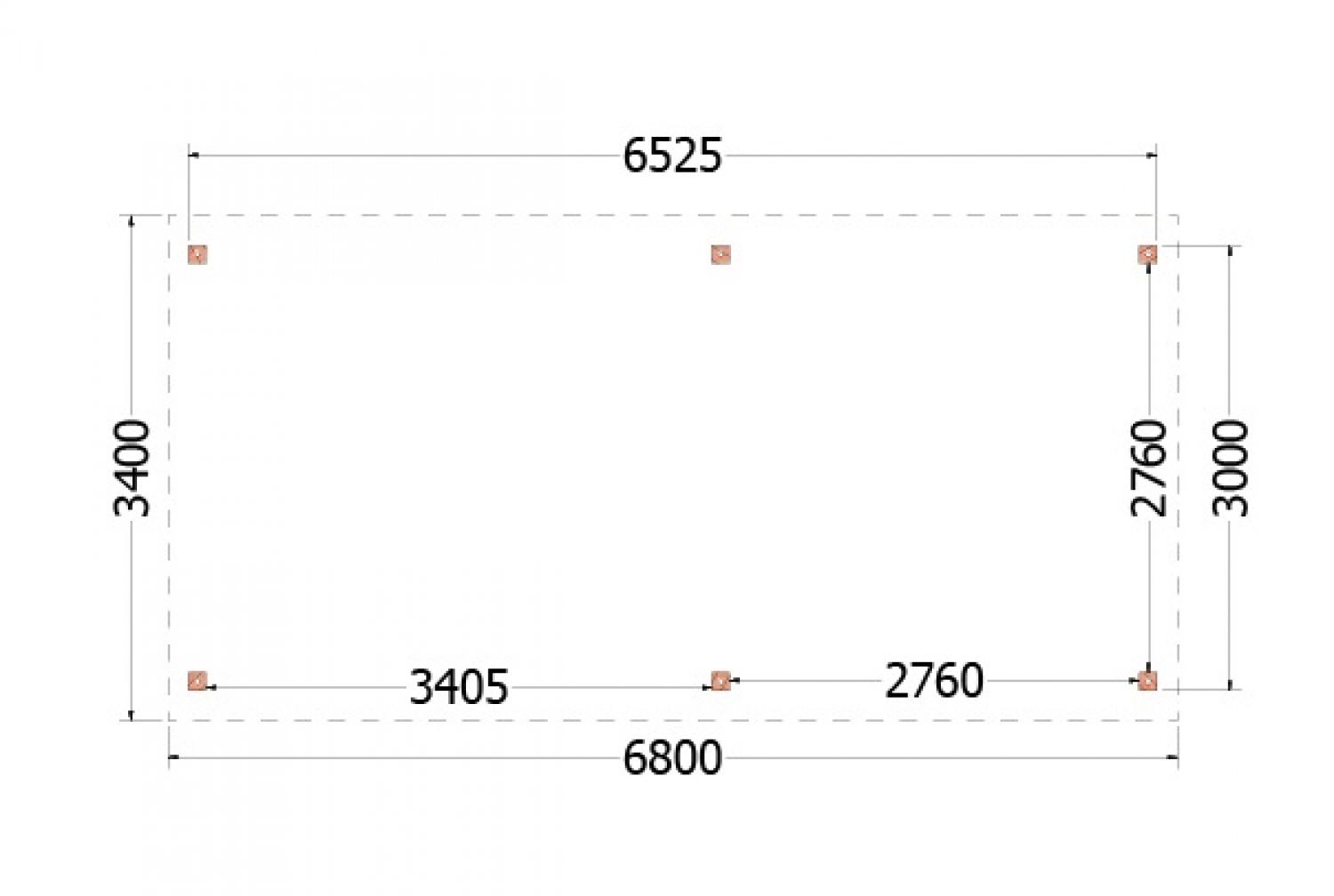 Trendhout kapschuur de Deel 680x340 cm - plattegrond