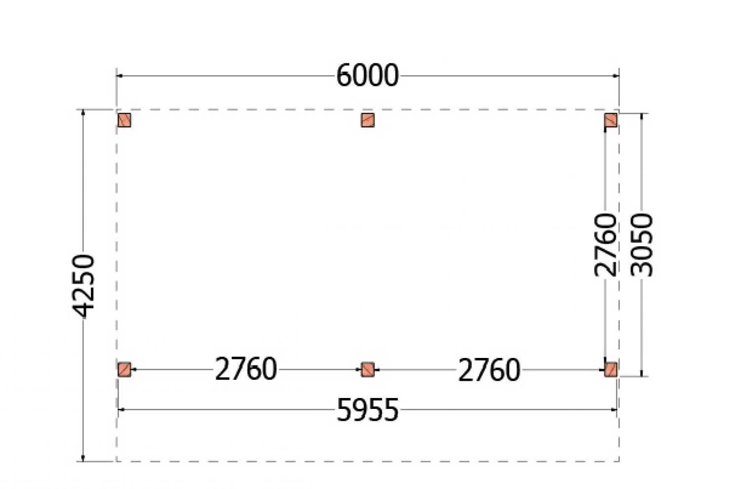 Trendhout kapschuur de Heerd 600x425 cm - plattegrond