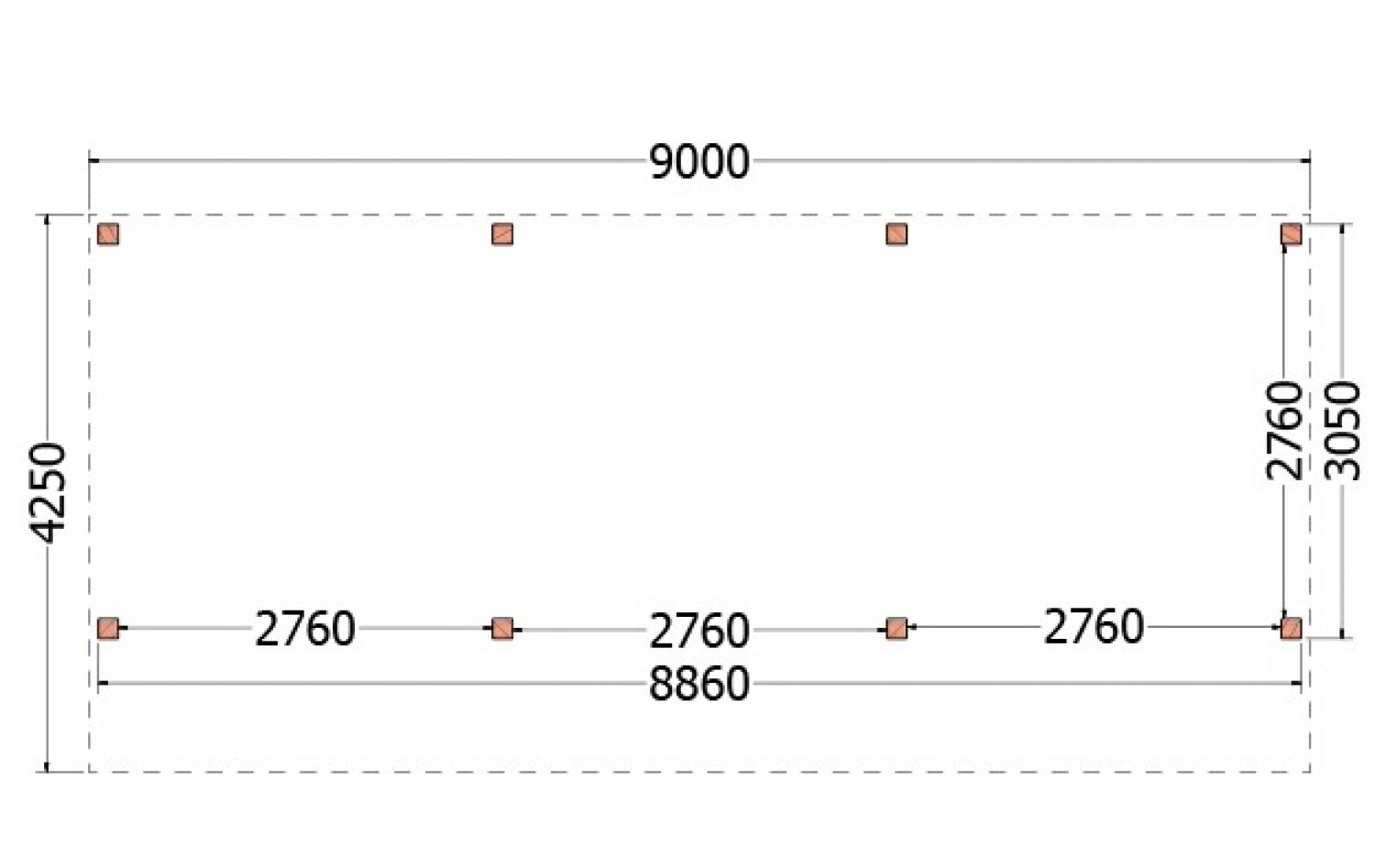Trendhout kapschuur de Heerd 900x425 cm - plattegrond