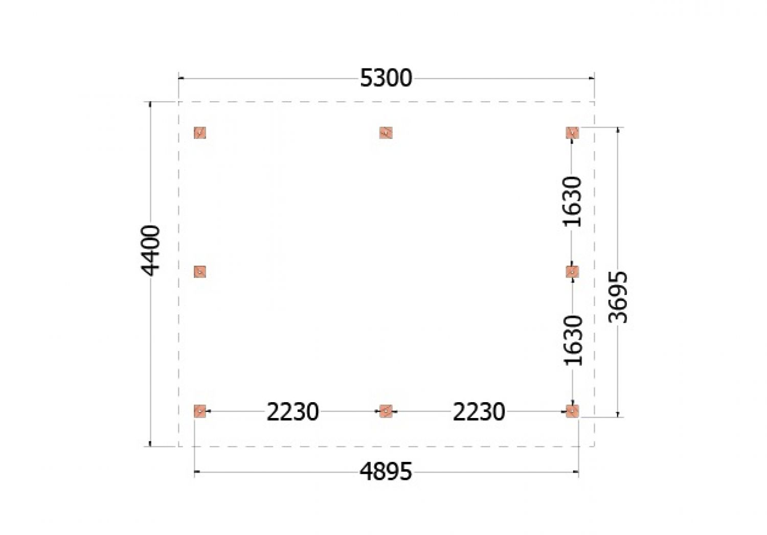 Kapschuur de Hoeve XL 530x440 cm - plattegrond