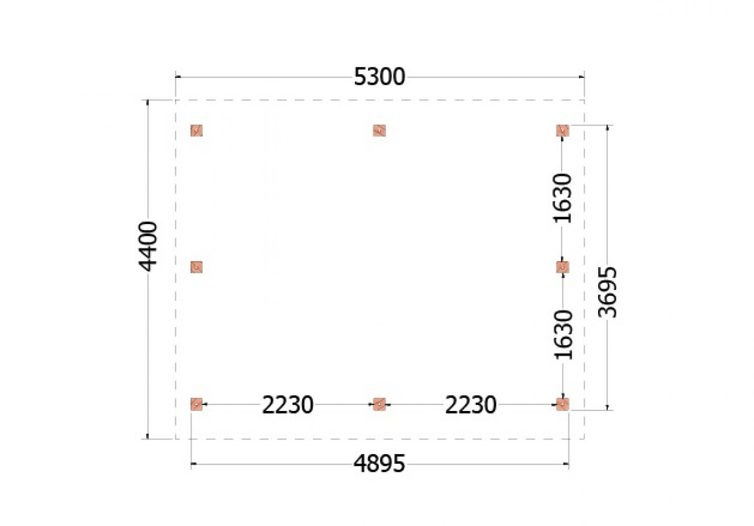 Kapschuur de Hoeve XL 530x440 cm - plattegrond
