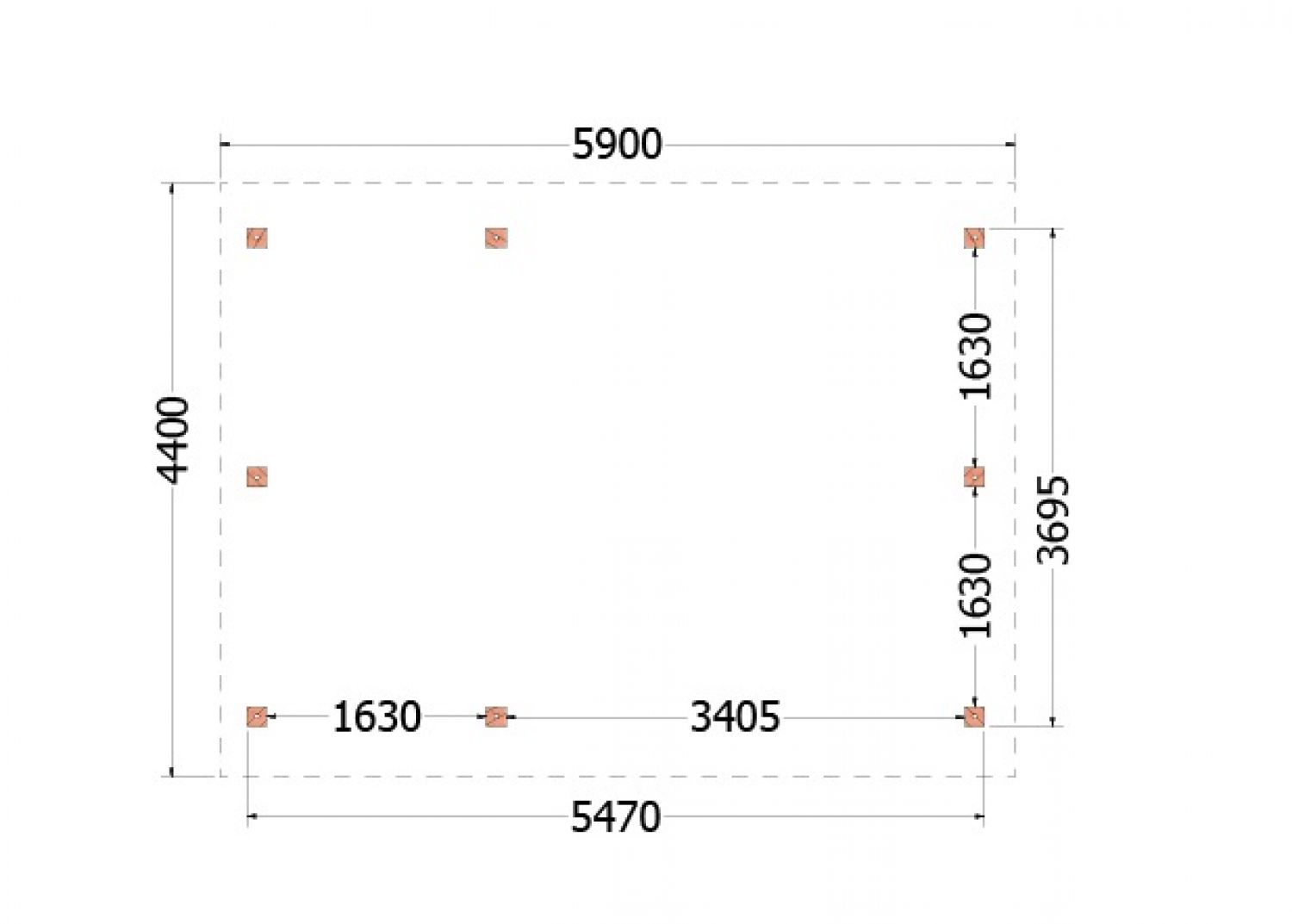 Kapschuur de Hoeve XL 530x440 cm - plattegrond