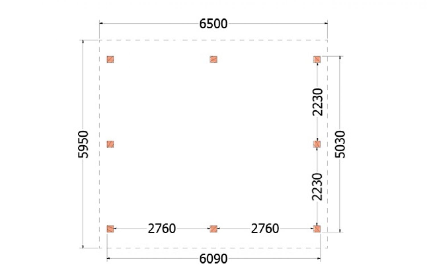 Trendhout kapschuur de Hofstee XXL 655x595 cm - plattegrond