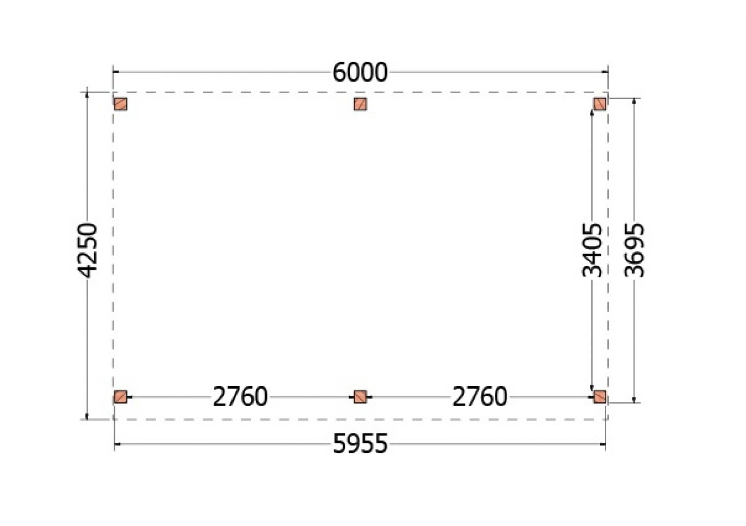 Trendhout kapschuur de Stee 600x425 cm - plattegrond