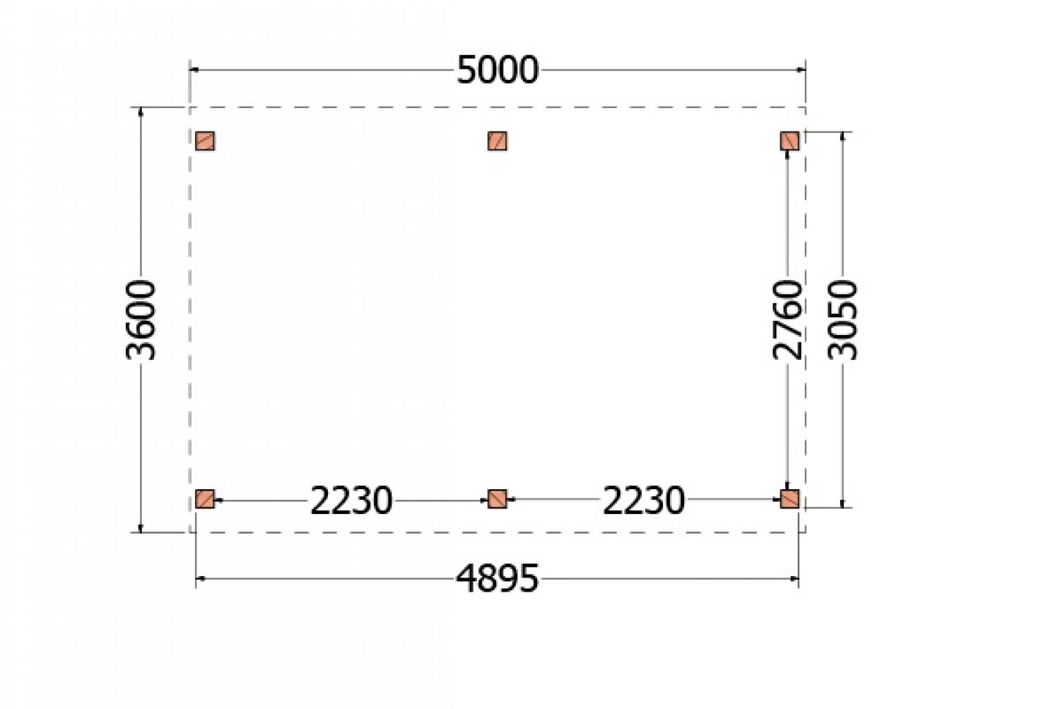 Trendhout kapschuur de Stee 500x360 cm - plattegrond