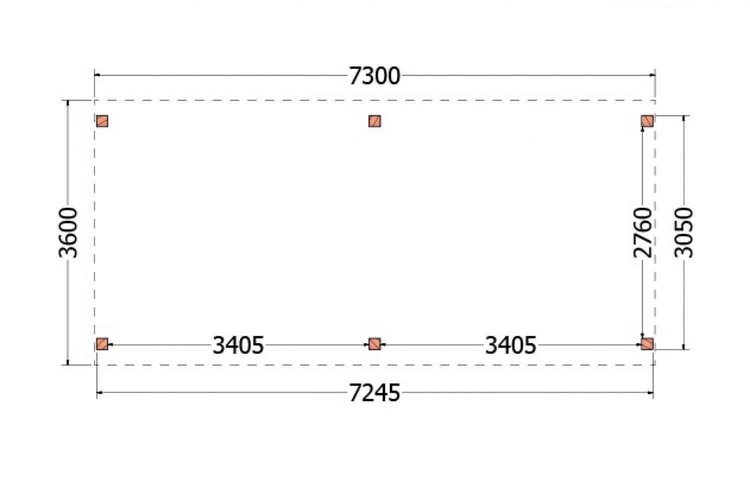 Trendhout kapschuur de Stee 730x360 cm - plattegrond