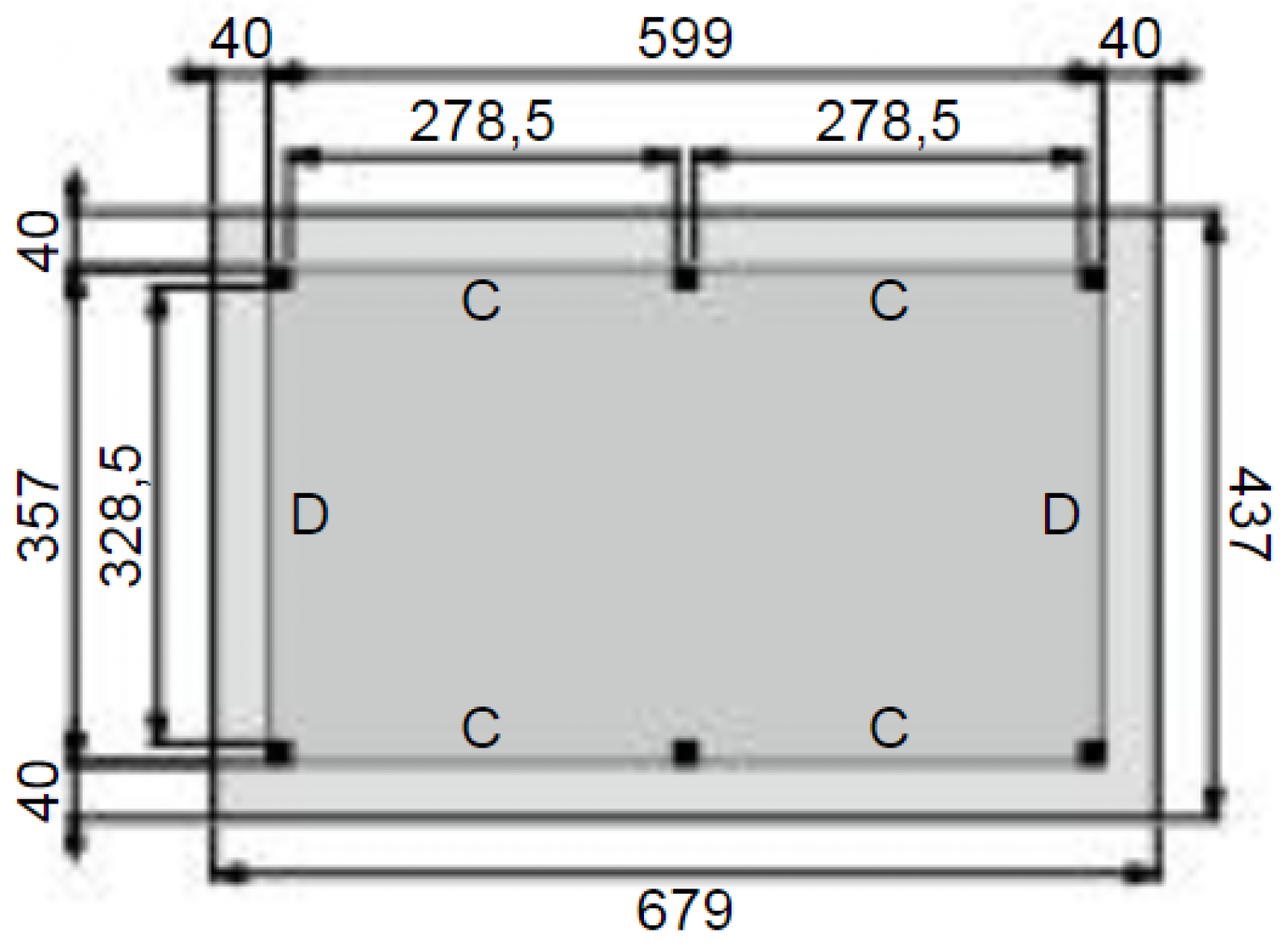 Plattegrond Overkapping Prestige XL 600x360 cm 