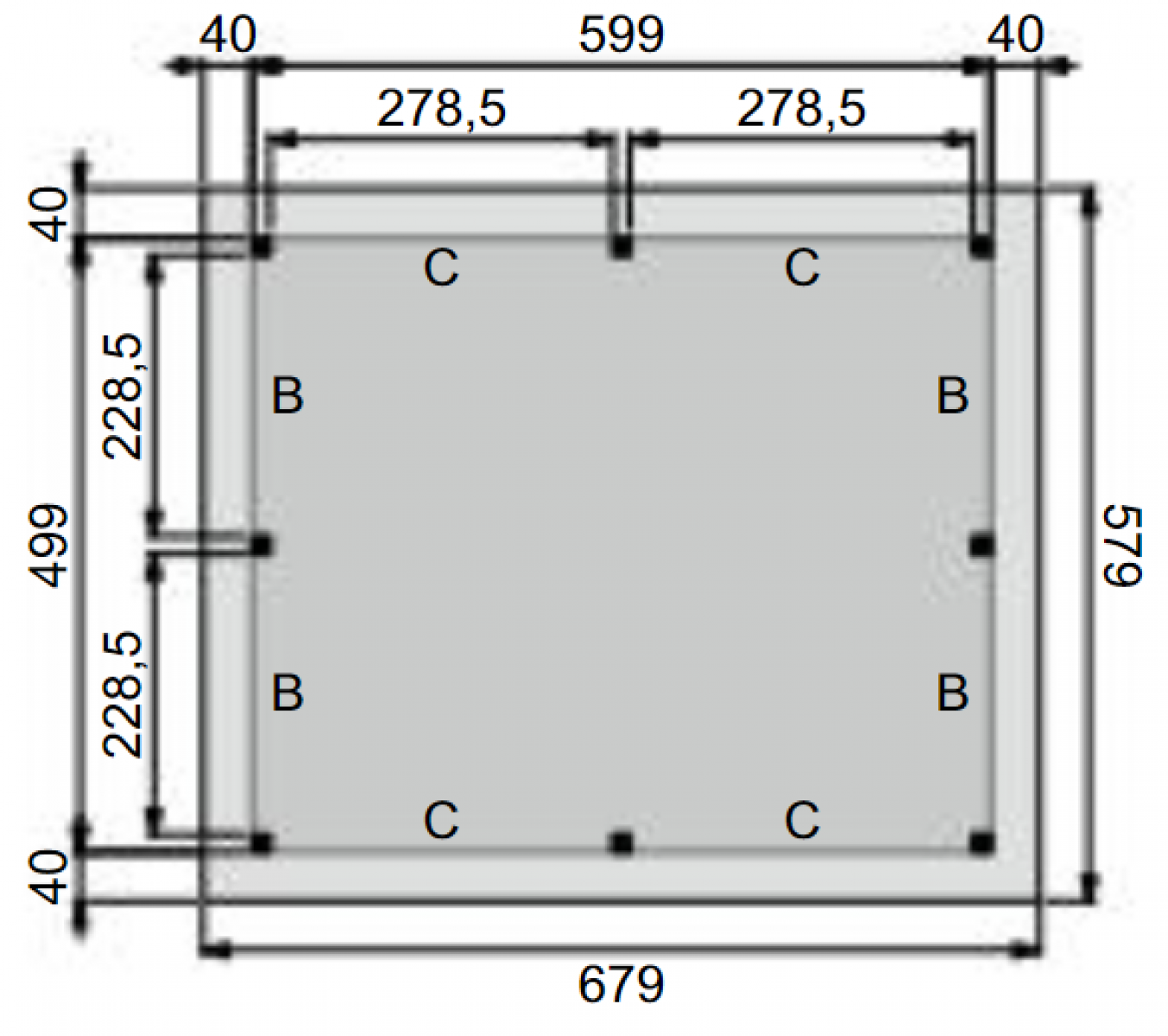 Plattegrond Overkapping Prestige XXXL 600x500 cm 
