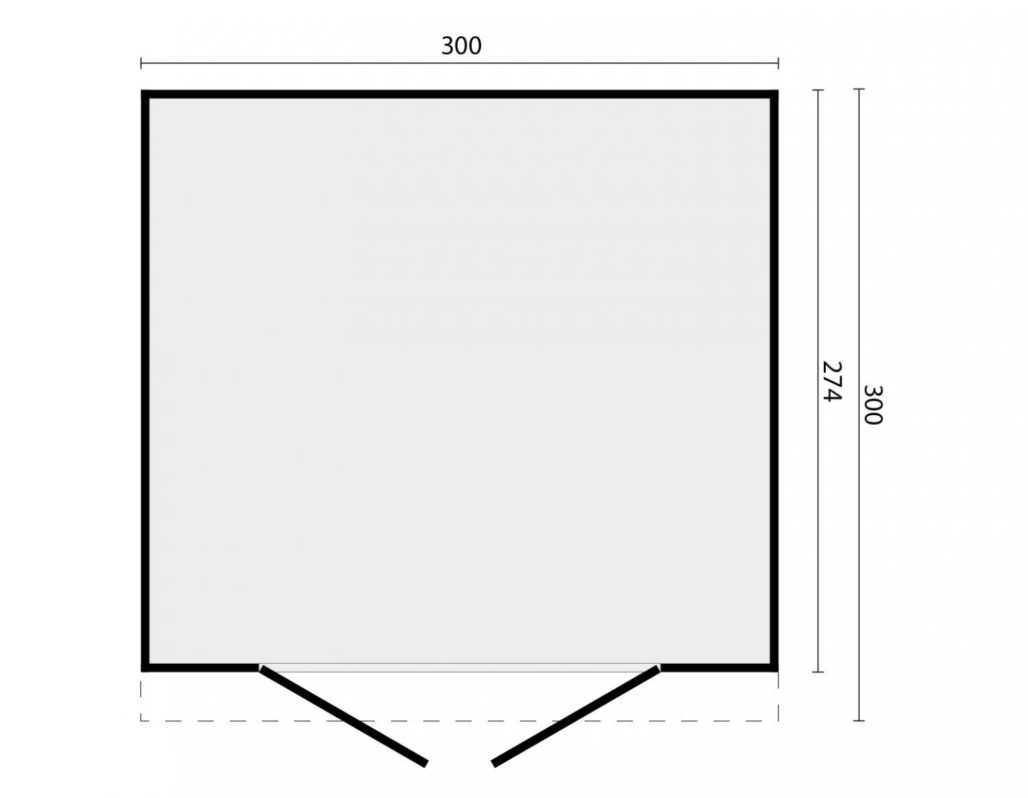 DHZ berging Almelo 300x300 cm incl. dubbele deur, horizontale wanden zwart geïmpregneerd