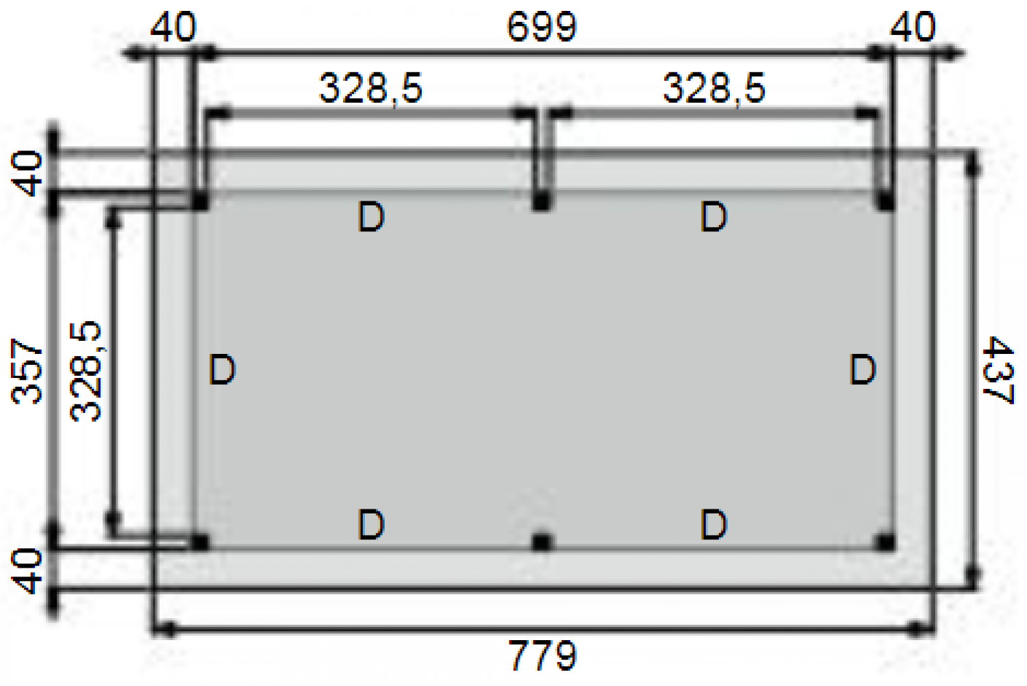 Plattegrond Overkapping Prestige XL 700x360 cm 