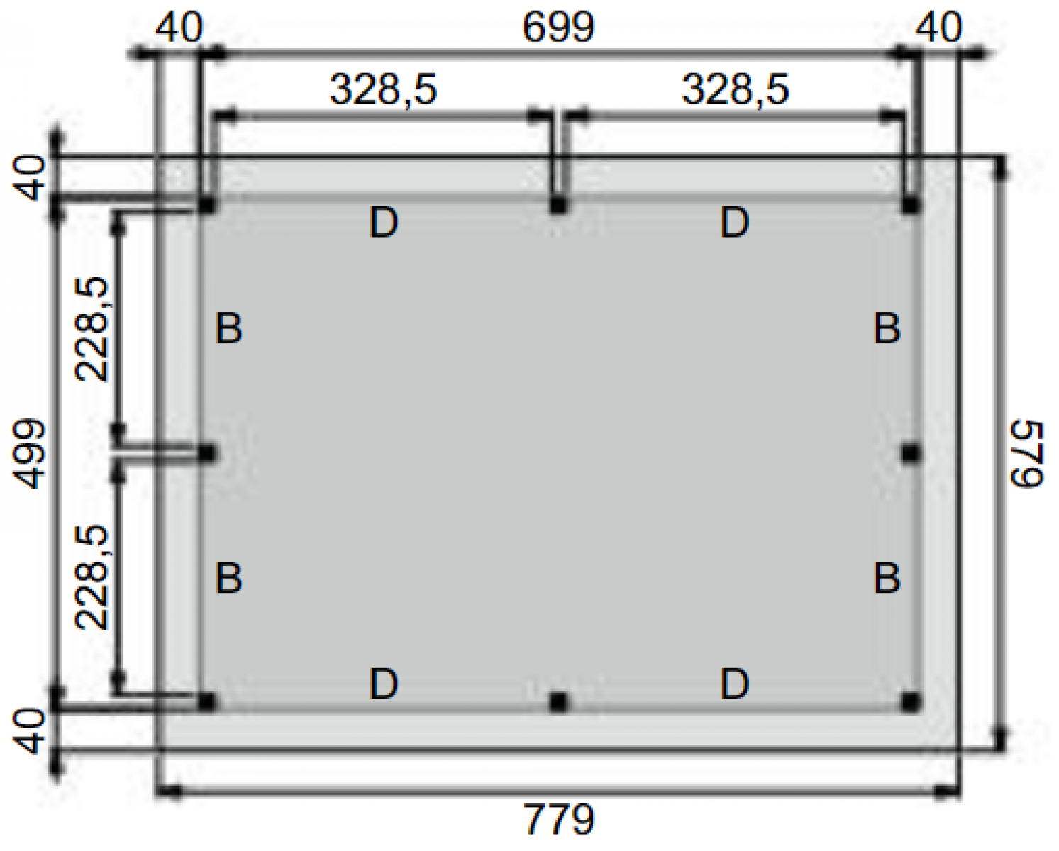 Plattegrond Overkapping Prestige XL 700x500 cm 