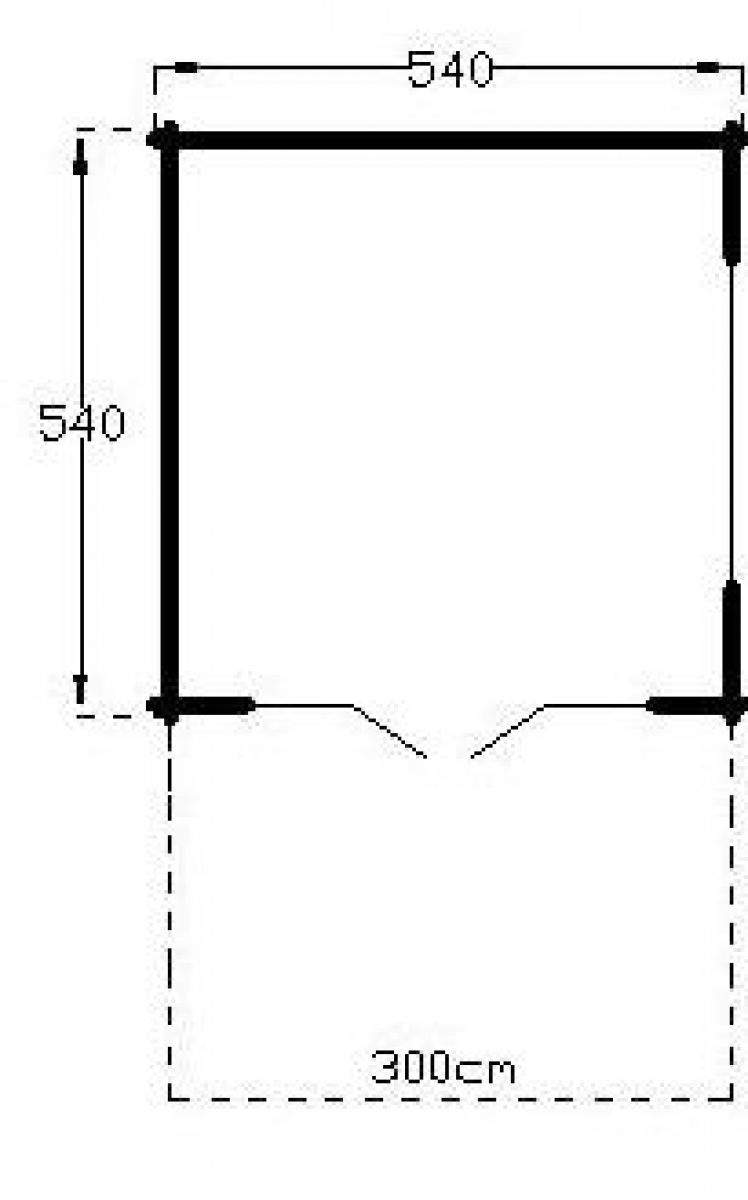 Blokhut 540x540 cm + luifel 300 cm - gecoat