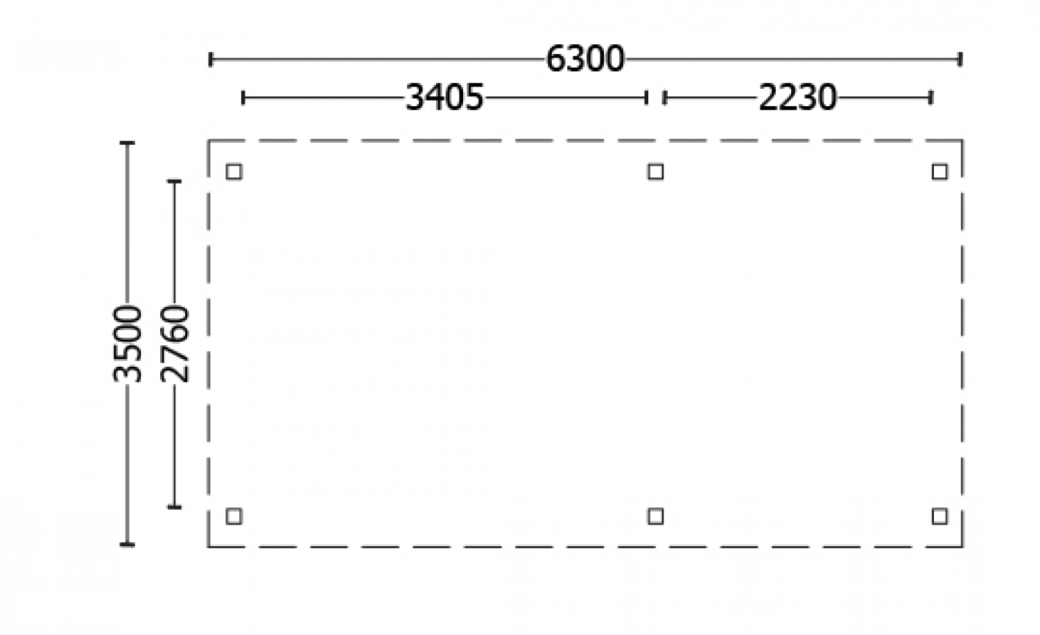 Overkapping Zadeldak Betula L 630x350 cm plattegrond