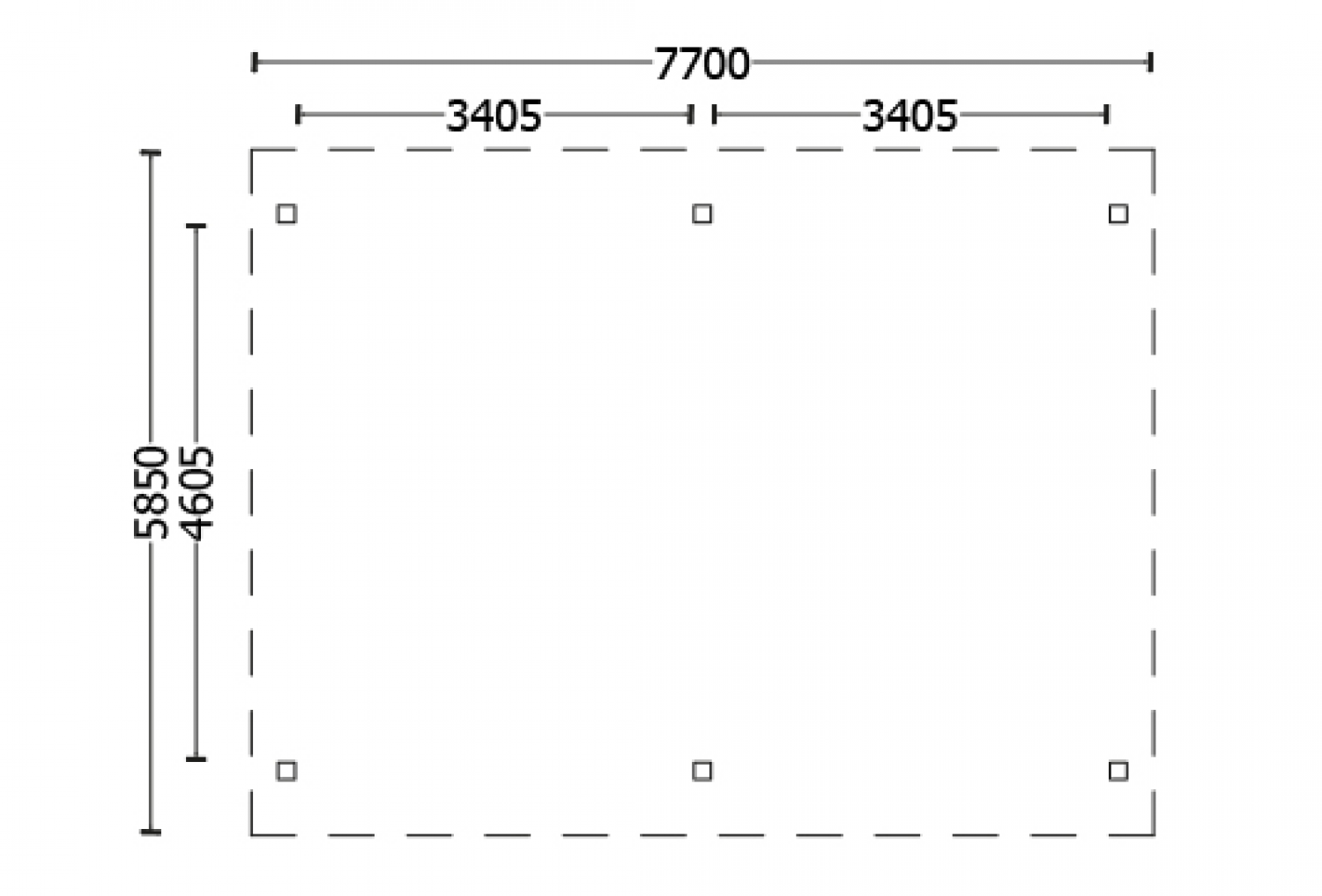 Overkapping Zadeldak XXL 770x585 cm plattegrond