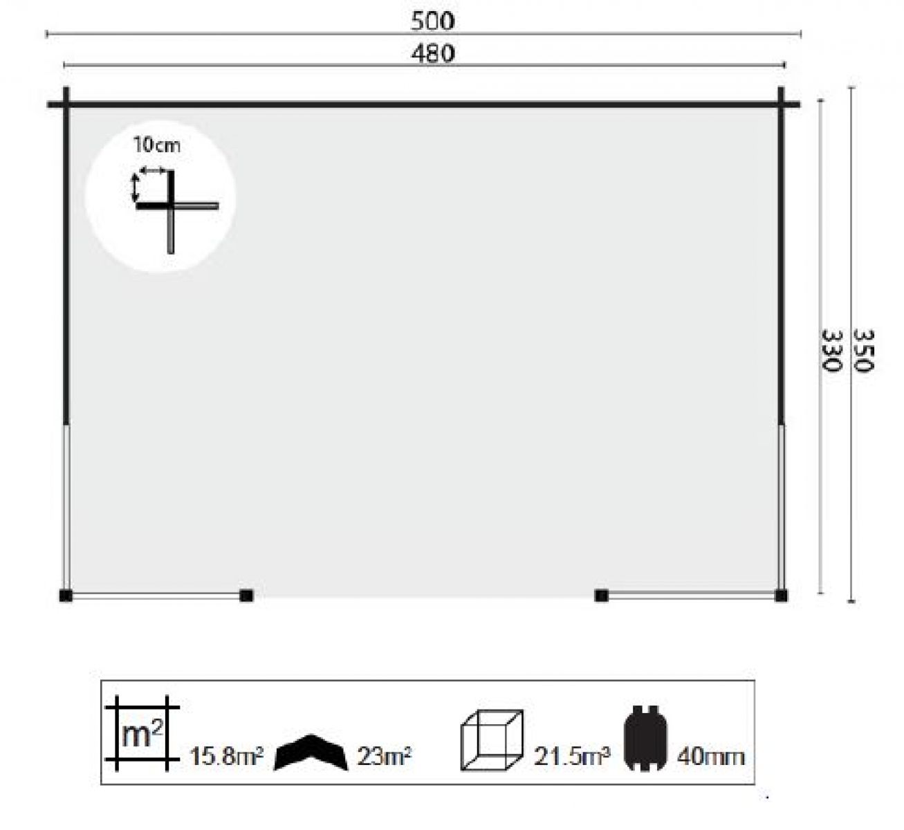 Blokhut prieel Konstantin 500x350 cm